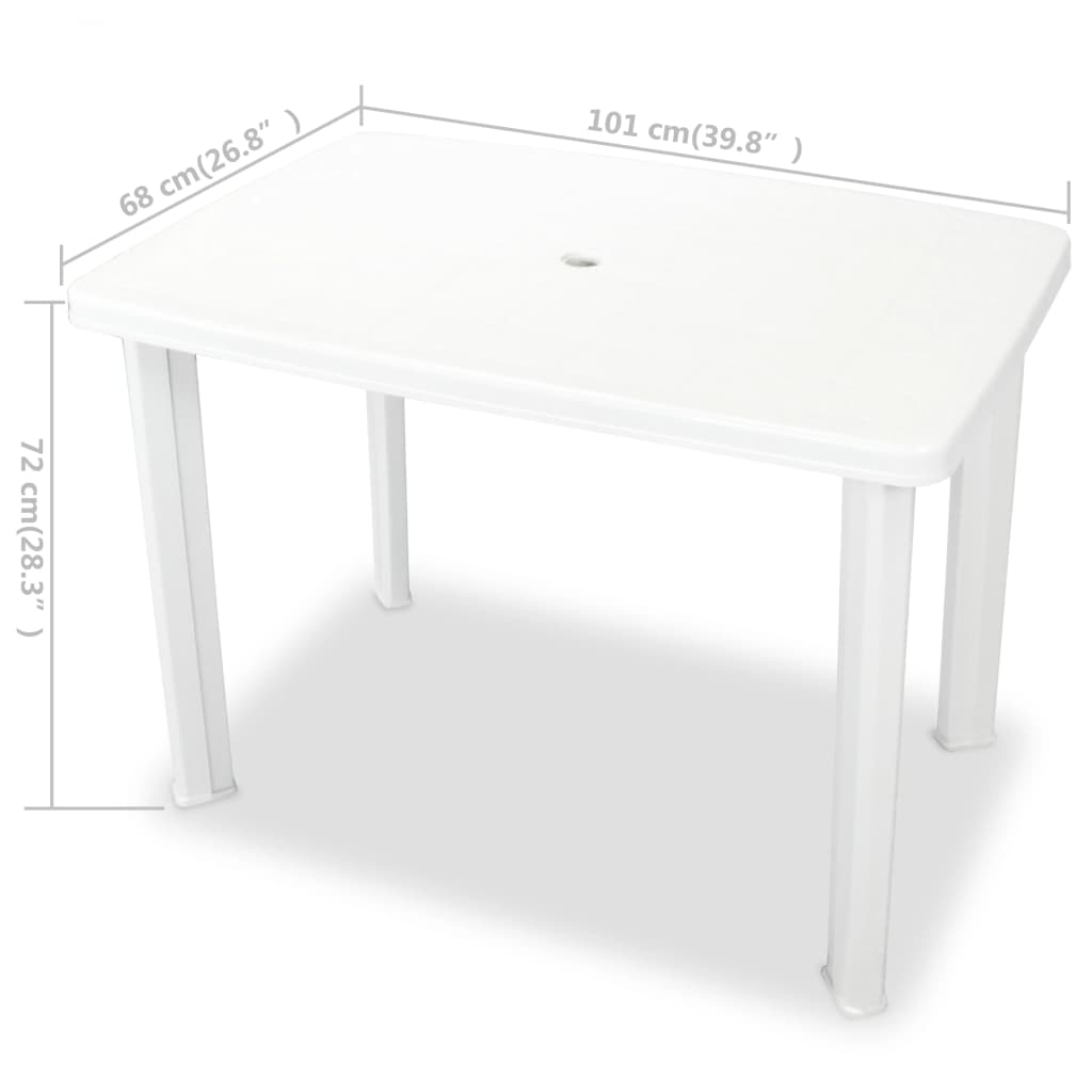 Hagebord hvitt 101x68x72 cm plast