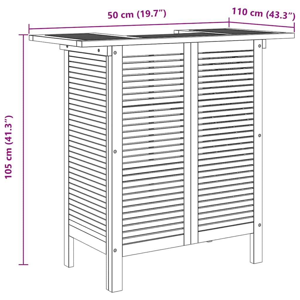 Barbord 110x50x105 cm heltre akasie