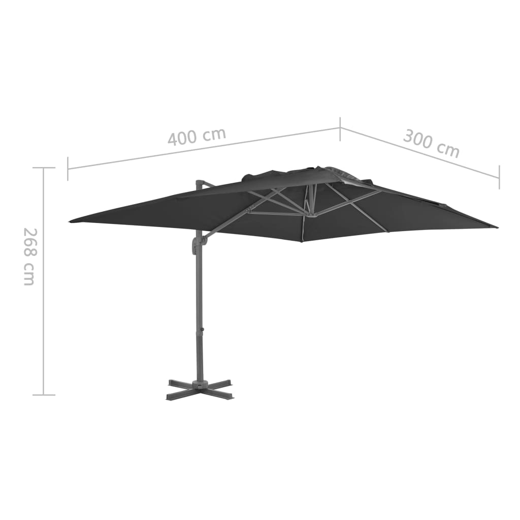 Hengende hageparasoll med aluminiumsstang 400x300 cm antrasitt