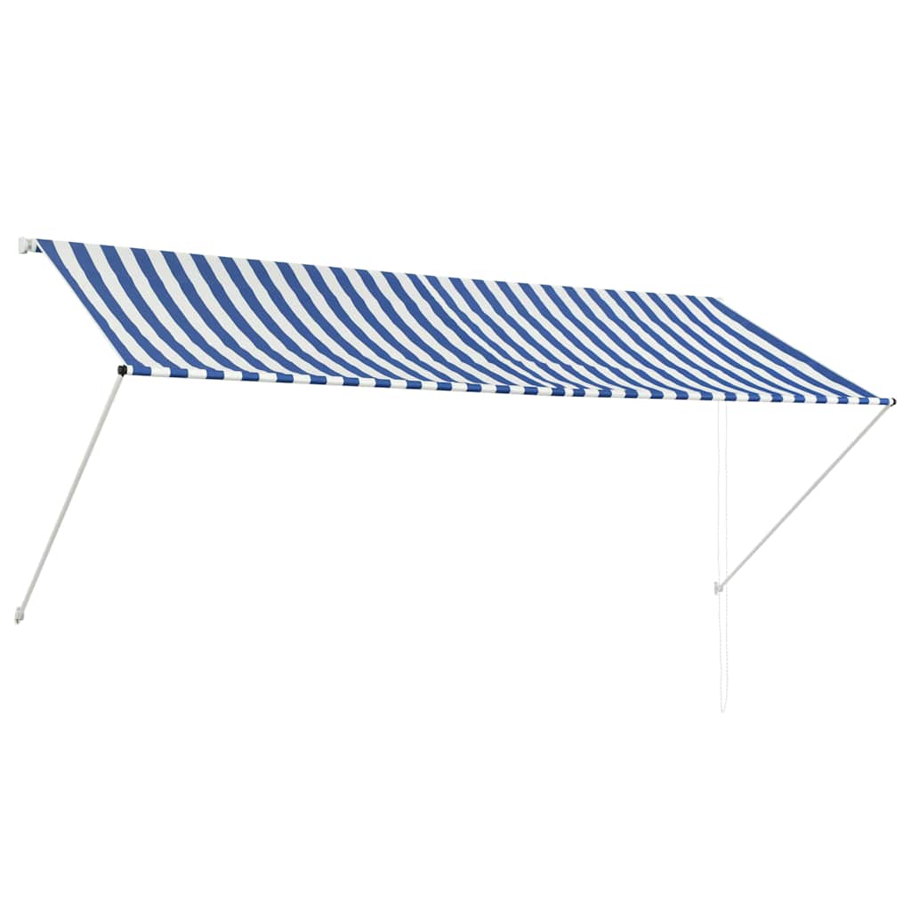 Uttrekkbar markise 300x150 cm blå og hvit