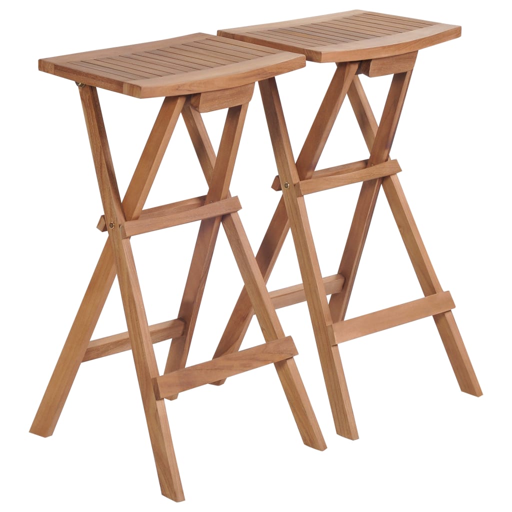 Foldbare barkrakker 2 stk heltre teak
