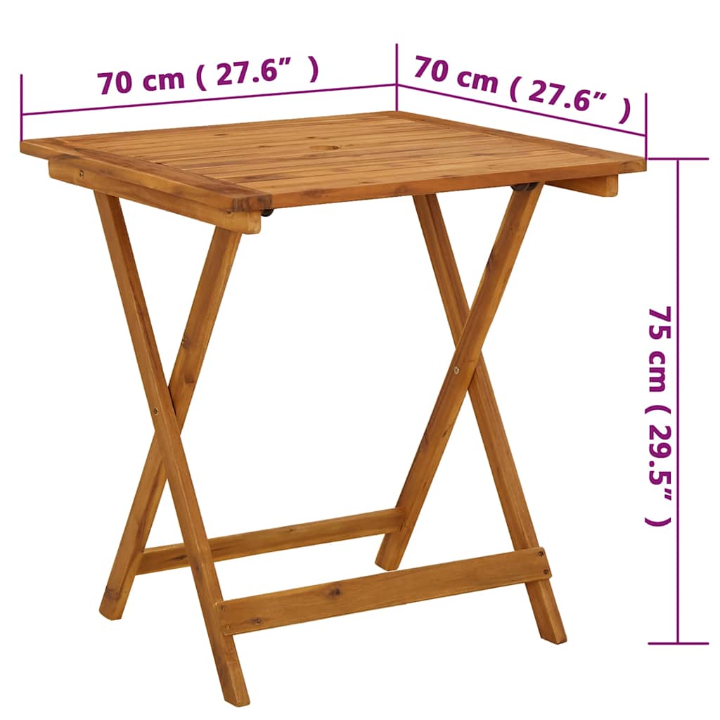 Sammenleggbart hagebord 70x70x75 cm heltre akasie
