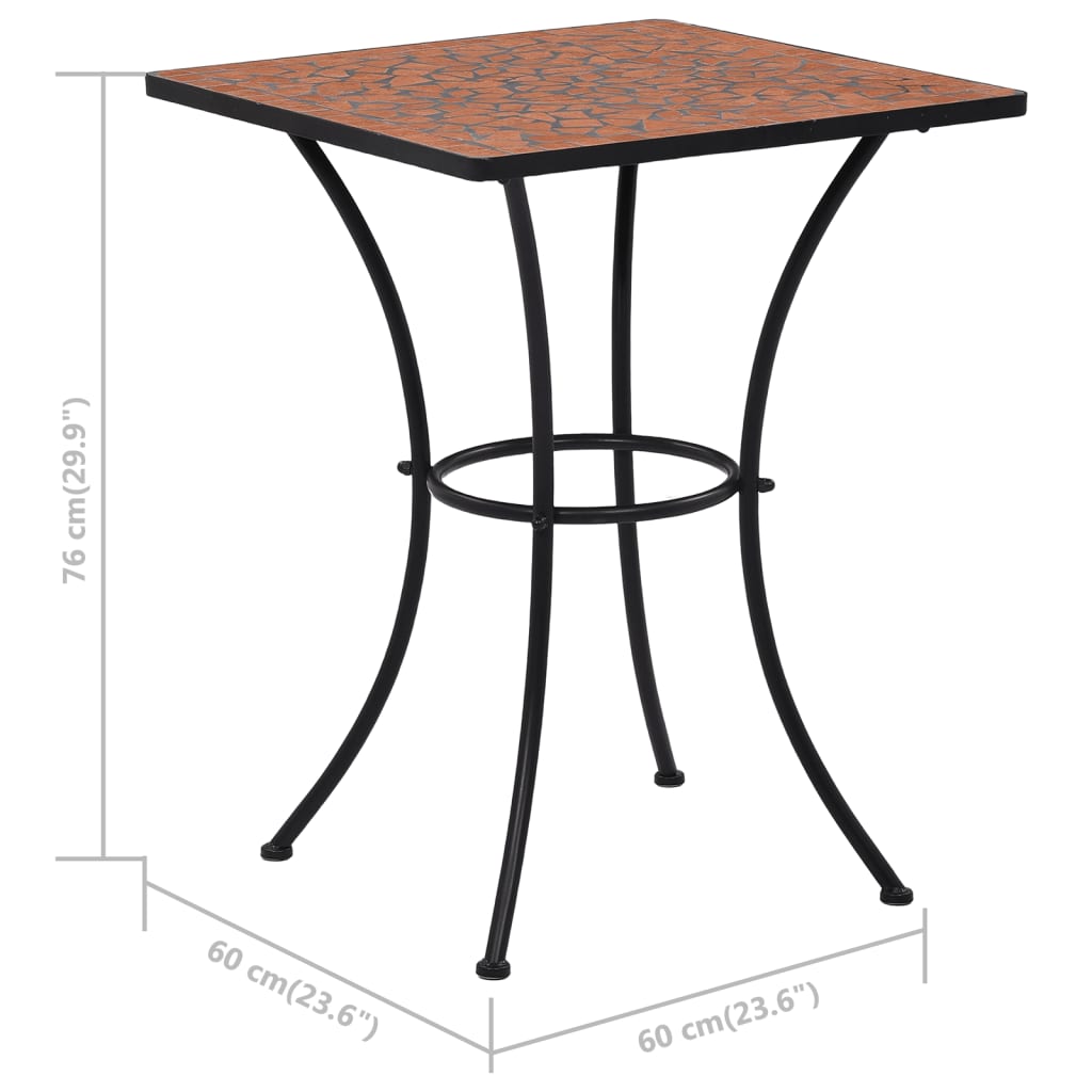 Mosaikkbistrobord terrakotta 60 cm keramikk