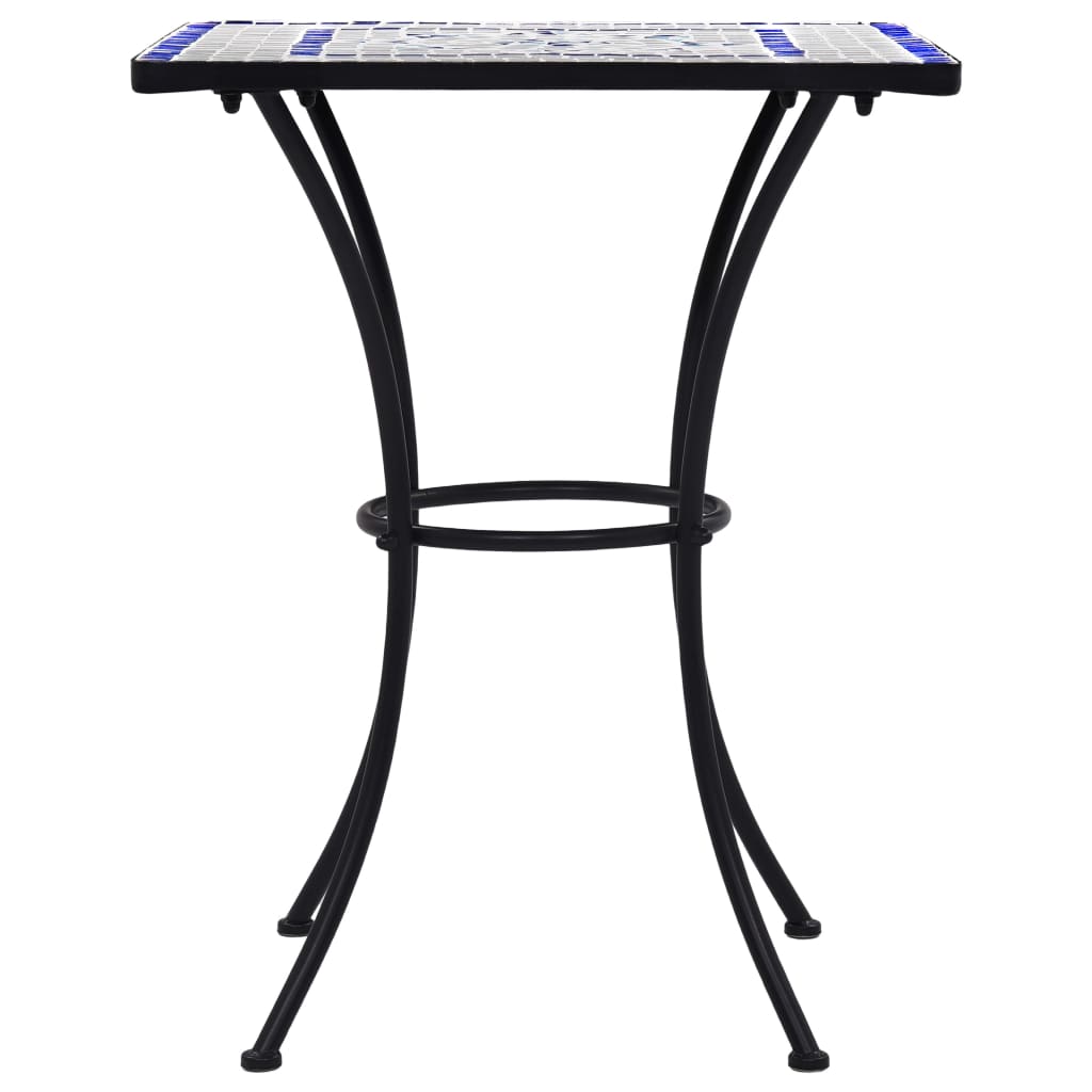 Mosaikkbistrobord blå og hvit 60 cm keramikk