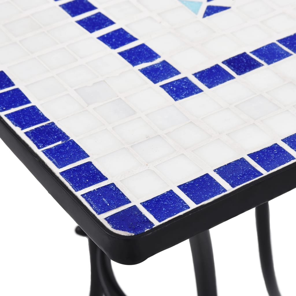Mosaikkbistrobord blå og hvit 60 cm keramikk
