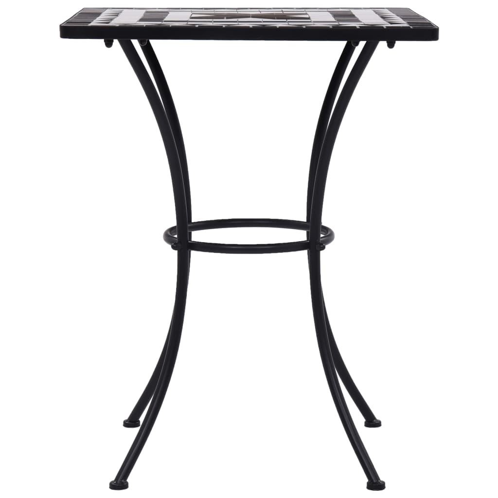 Mosaikkbistrobord svart og hvit 60 cm keramikk