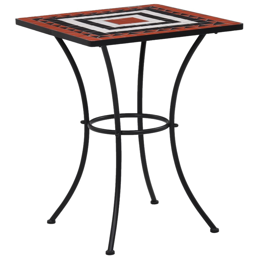 Mosaikkbistrobord terrakotta og hvit 60 cm keramikk