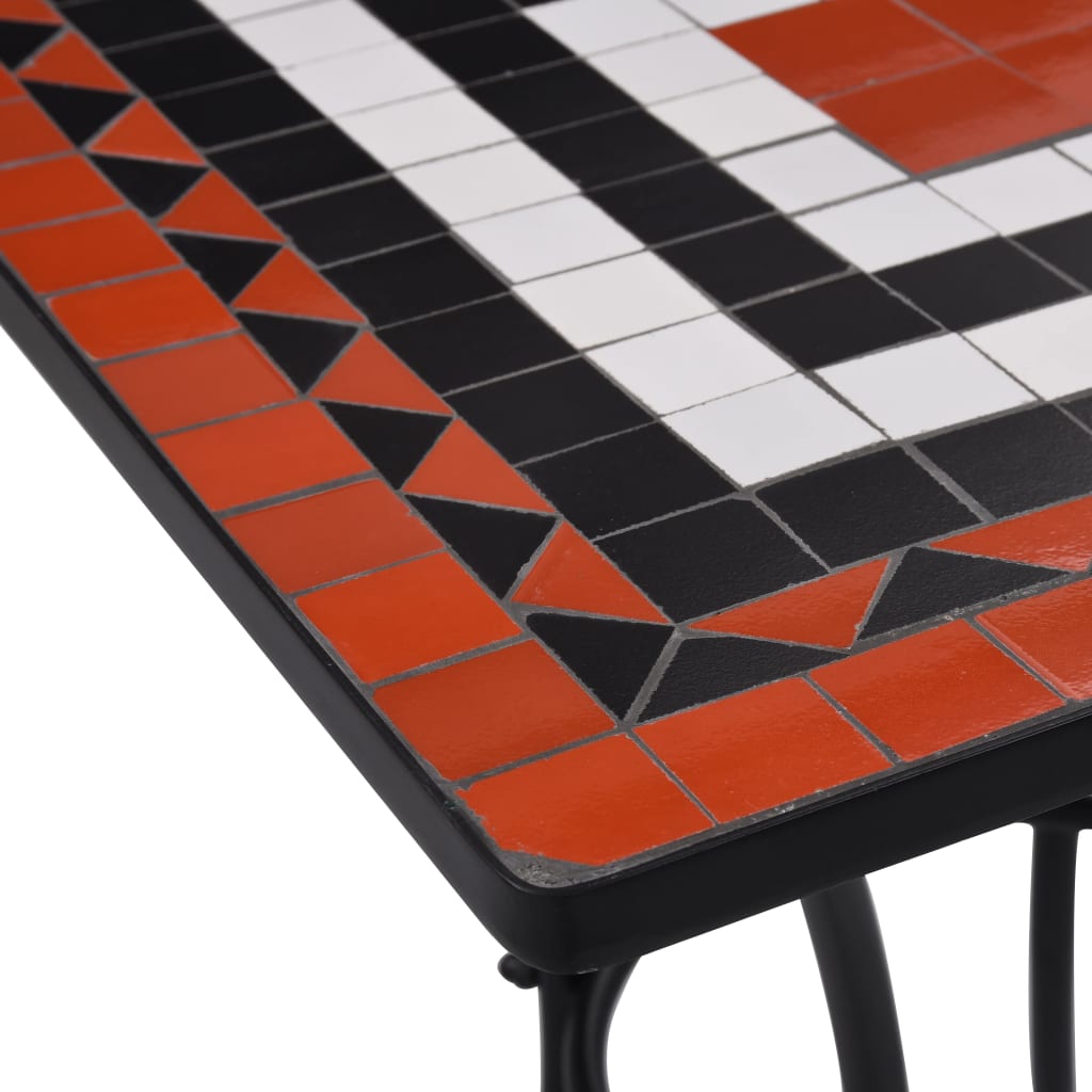 Mosaikkbistrobord terrakotta og hvit 60 cm keramikk