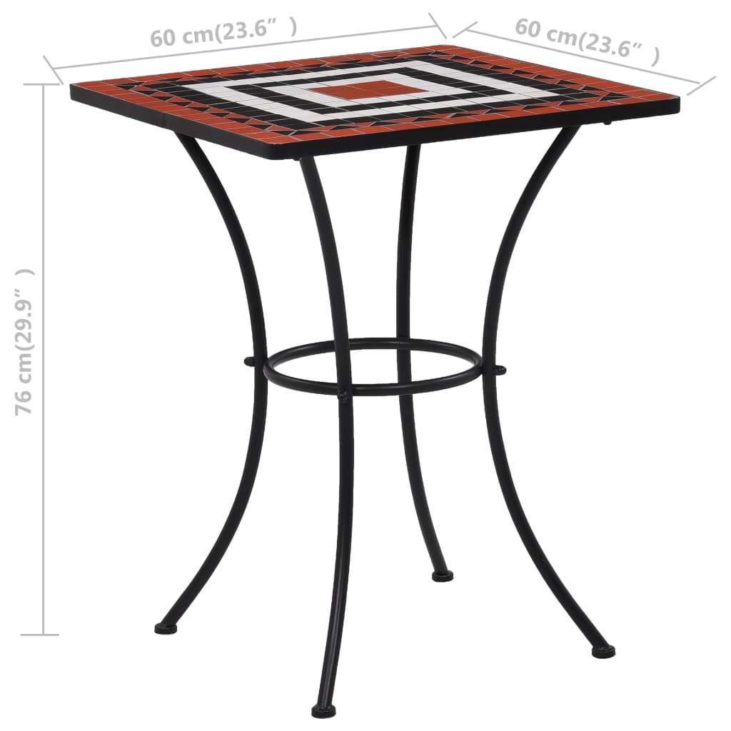 Mosaikkbistrobord terrakotta og hvit 60 cm keramikk