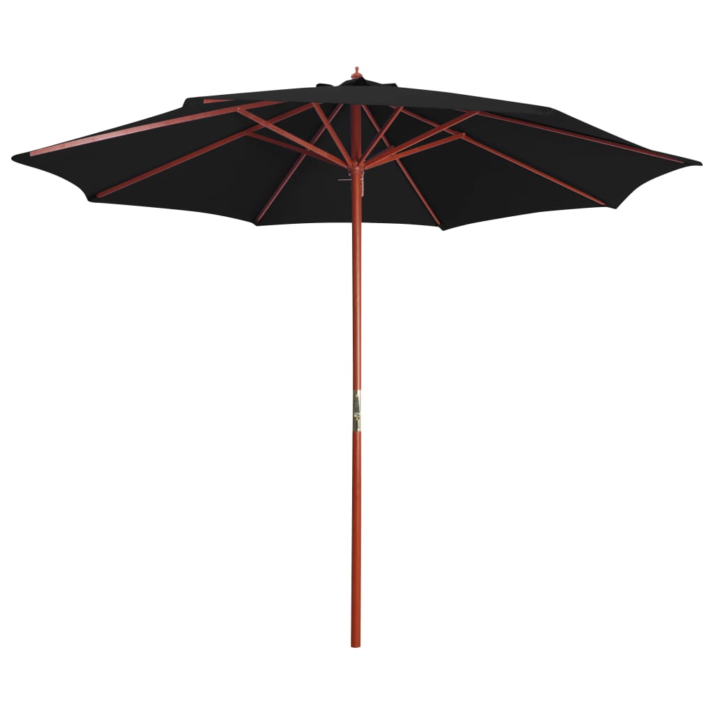 Parasoll med trestang 300x258 cm svart