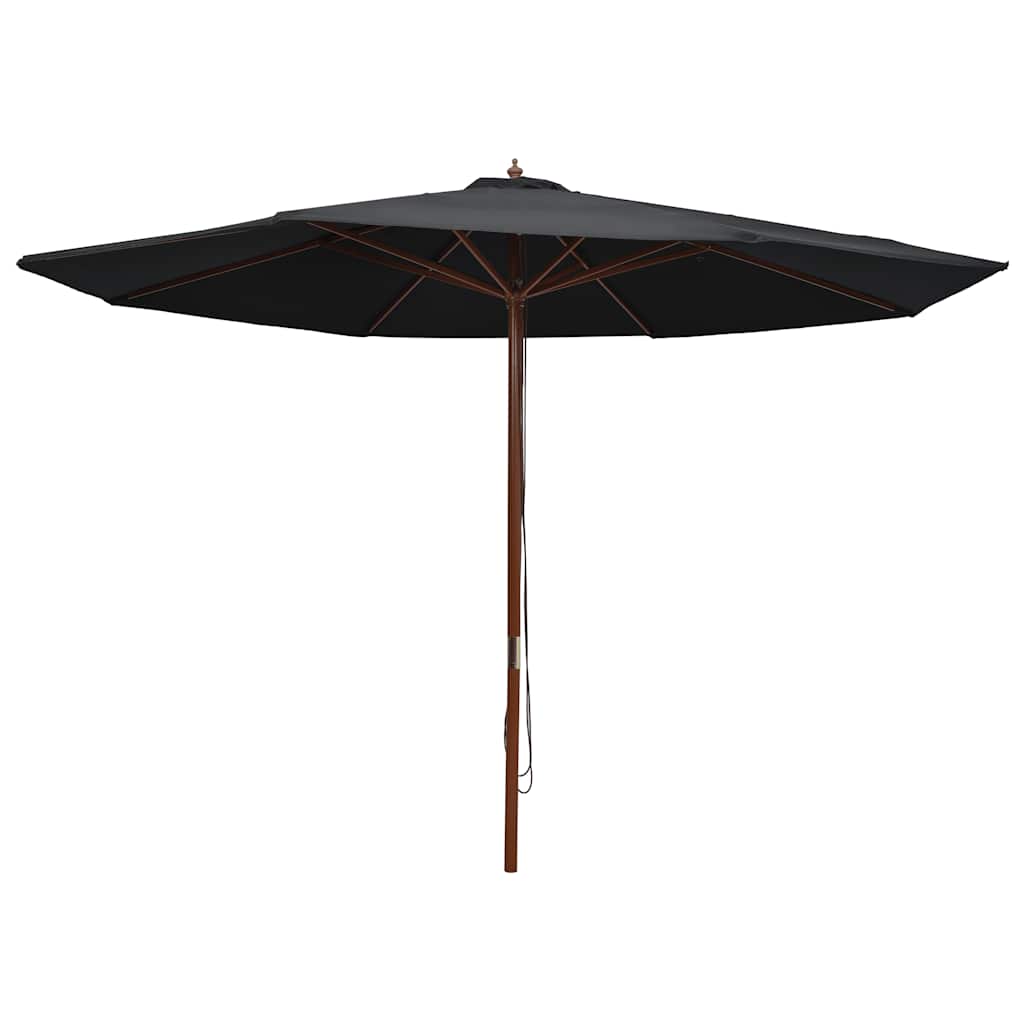 Parasoll med trestang 350 cm svart