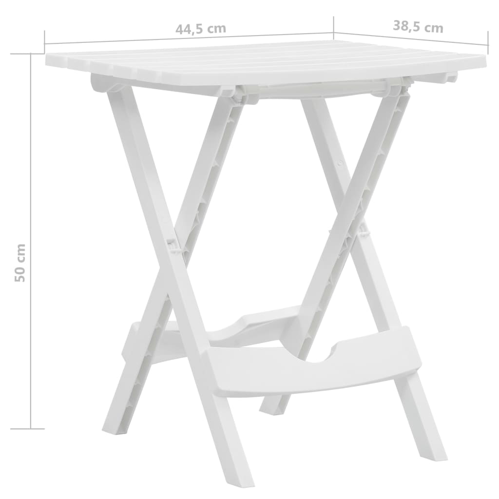 Sammenleggbart hagebord 44,5x38,5x50 cm hvit