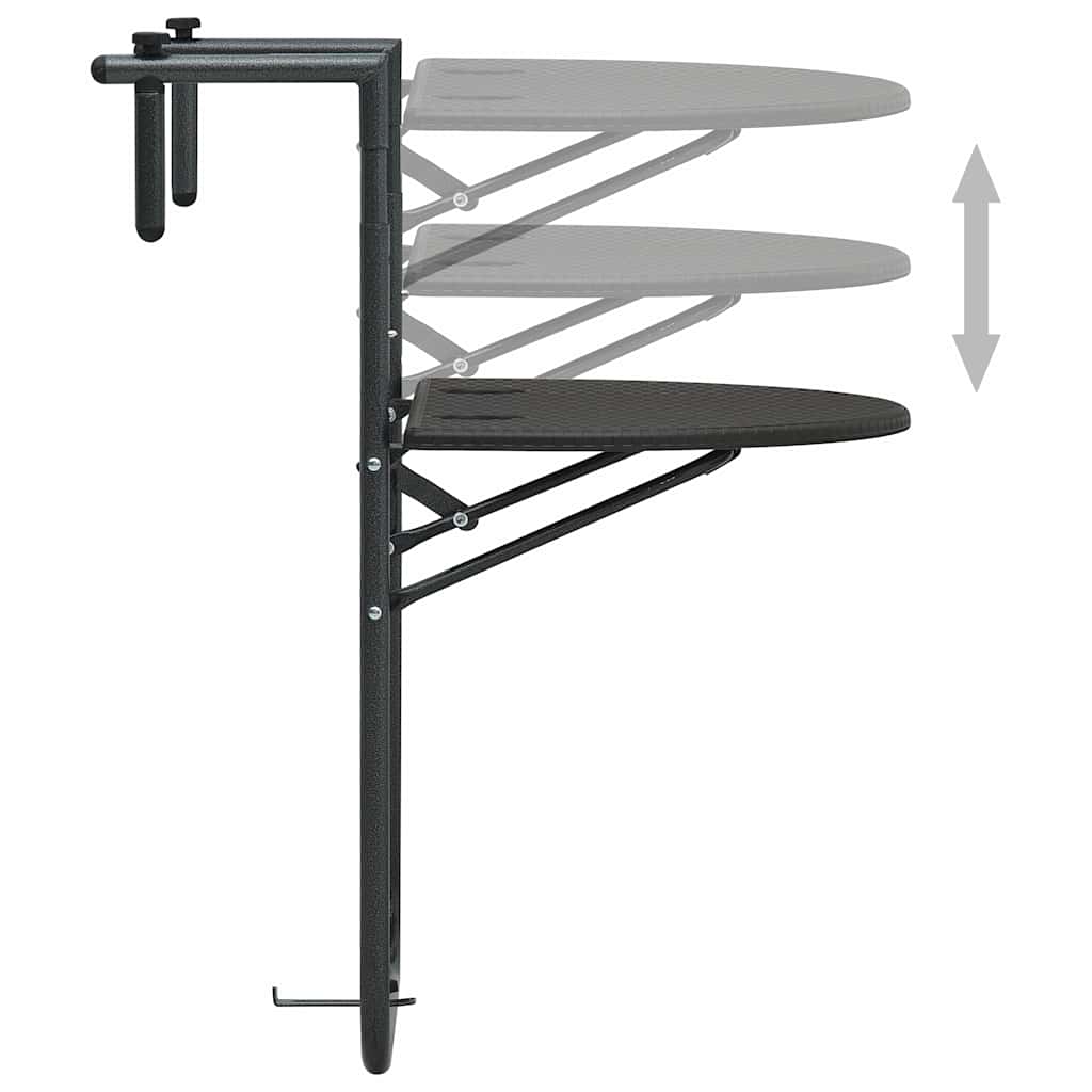 Hengende balkongbord brun 60x64x83,5 cm plast rottingutseende