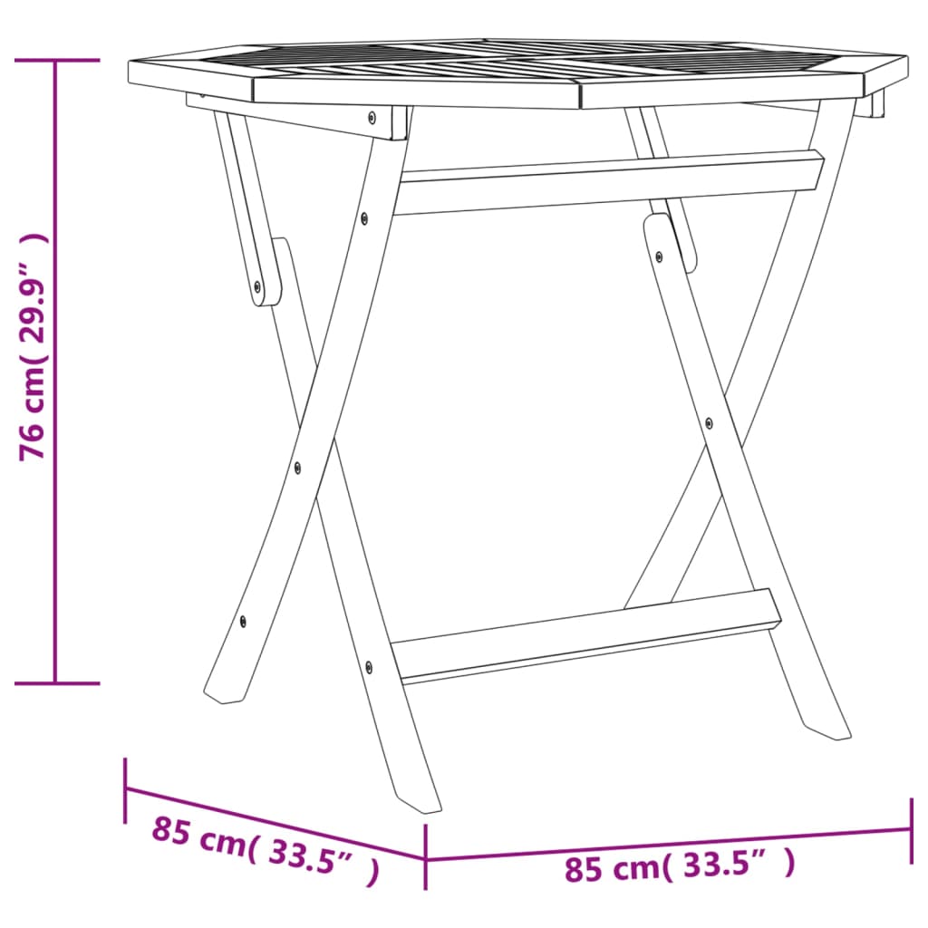 Sammenleggbart hagebord 85x85x76 cm heltre teak