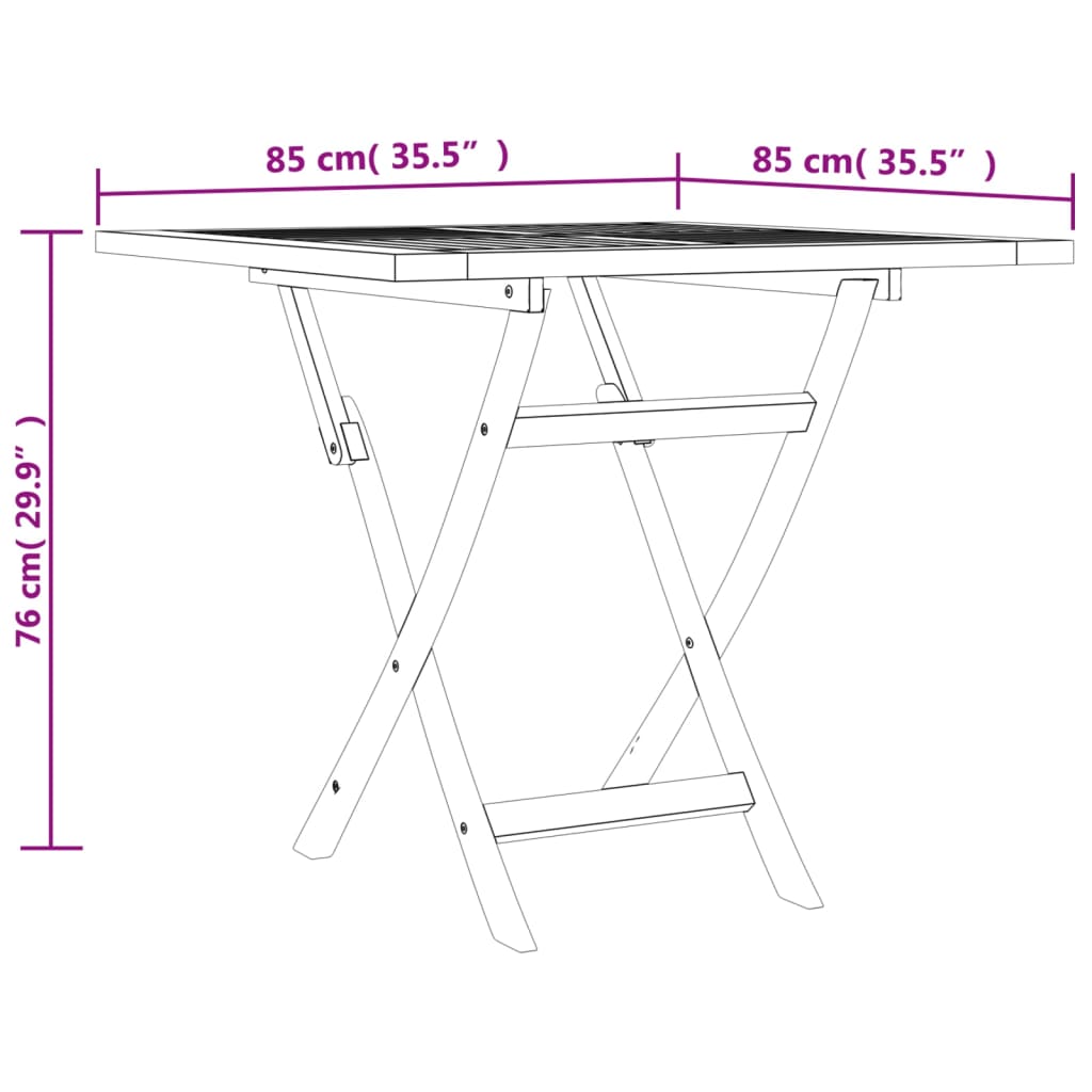 Sammenleggbart hagebord 85x85x76 cm heltre teak