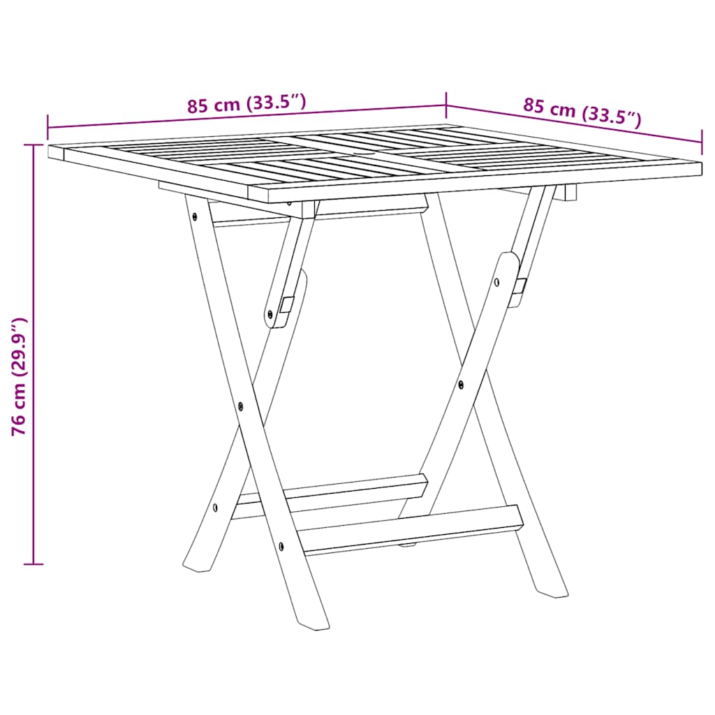 Sammenleggbart hagebord 85x85x76 cm heltre teak