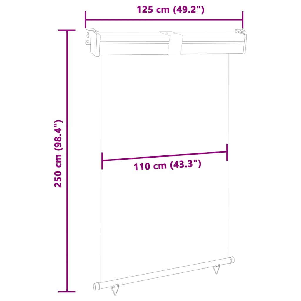 Sidemarkise for balkong 125x250 cm brun