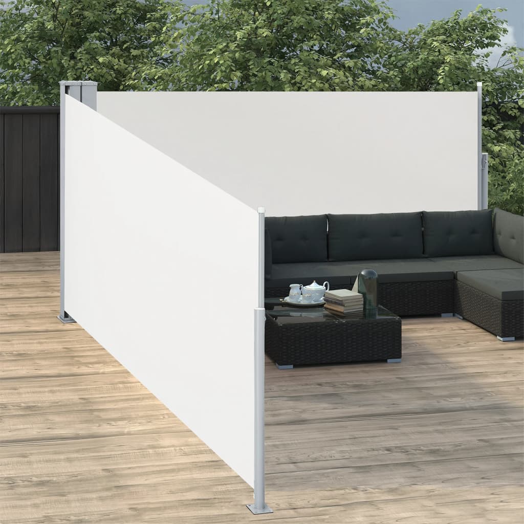 Uttrekkbar sidemarkise 120x1000 cm kremhvit