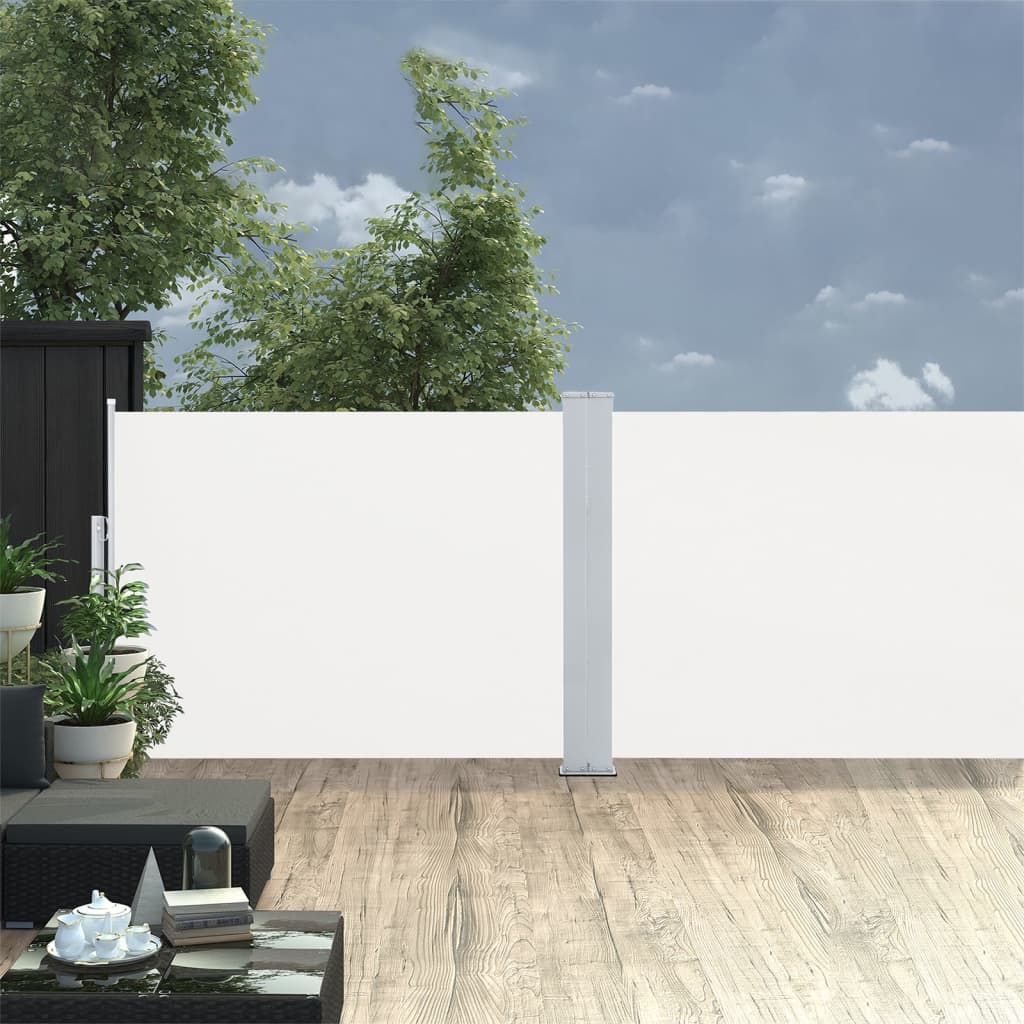 Uttrekkbar sidemarkise 120x1000 cm kremhvit