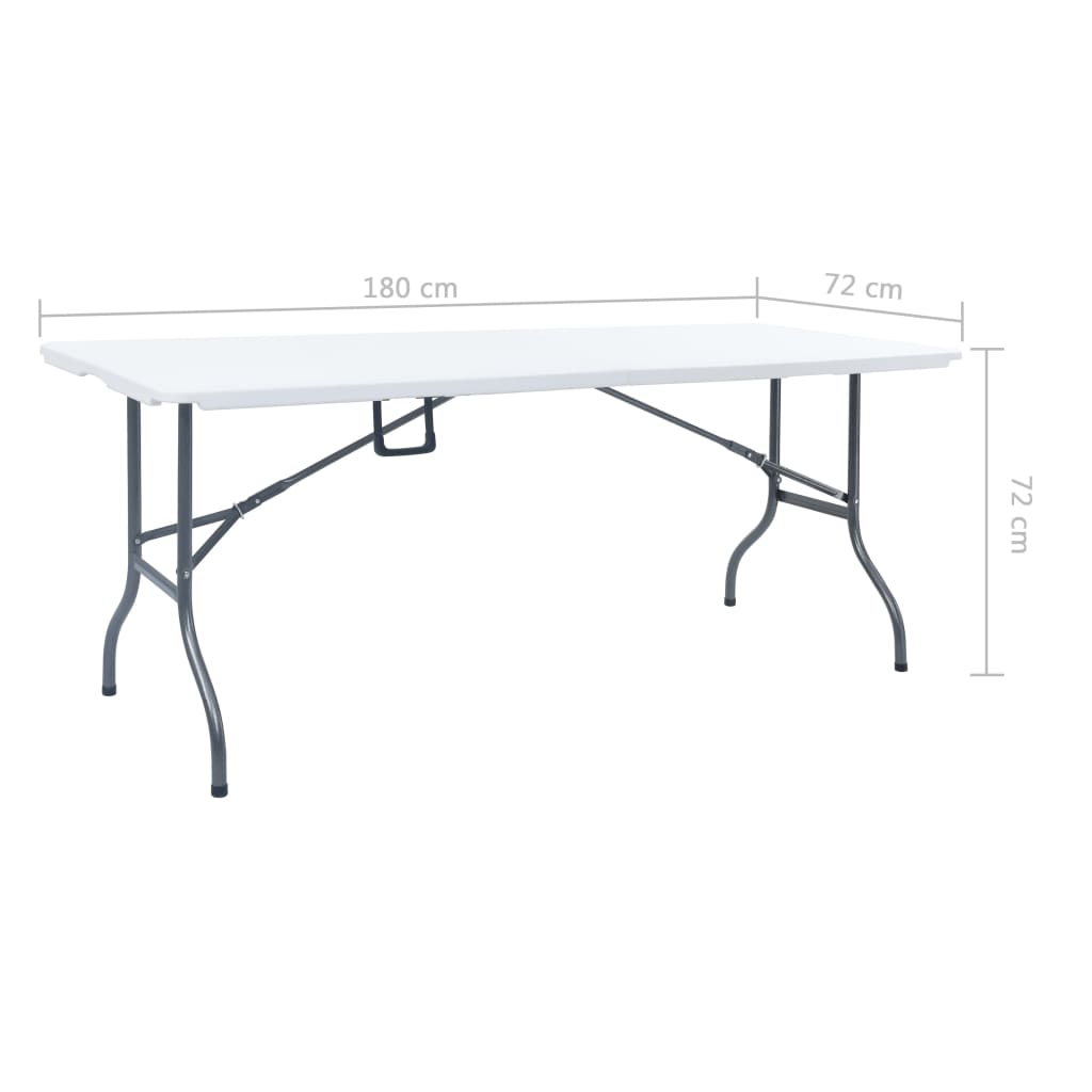 Sammenleggbart hagebord hvit 180x72x72 cm HDPE