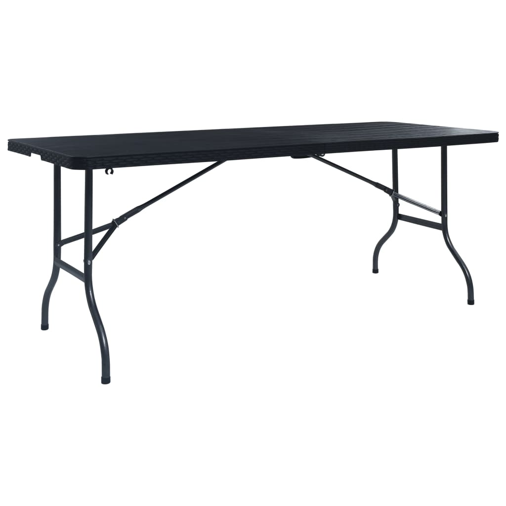 Sammenleggbart hagebord svart 180x75x72 cm HDPE imitert rotting