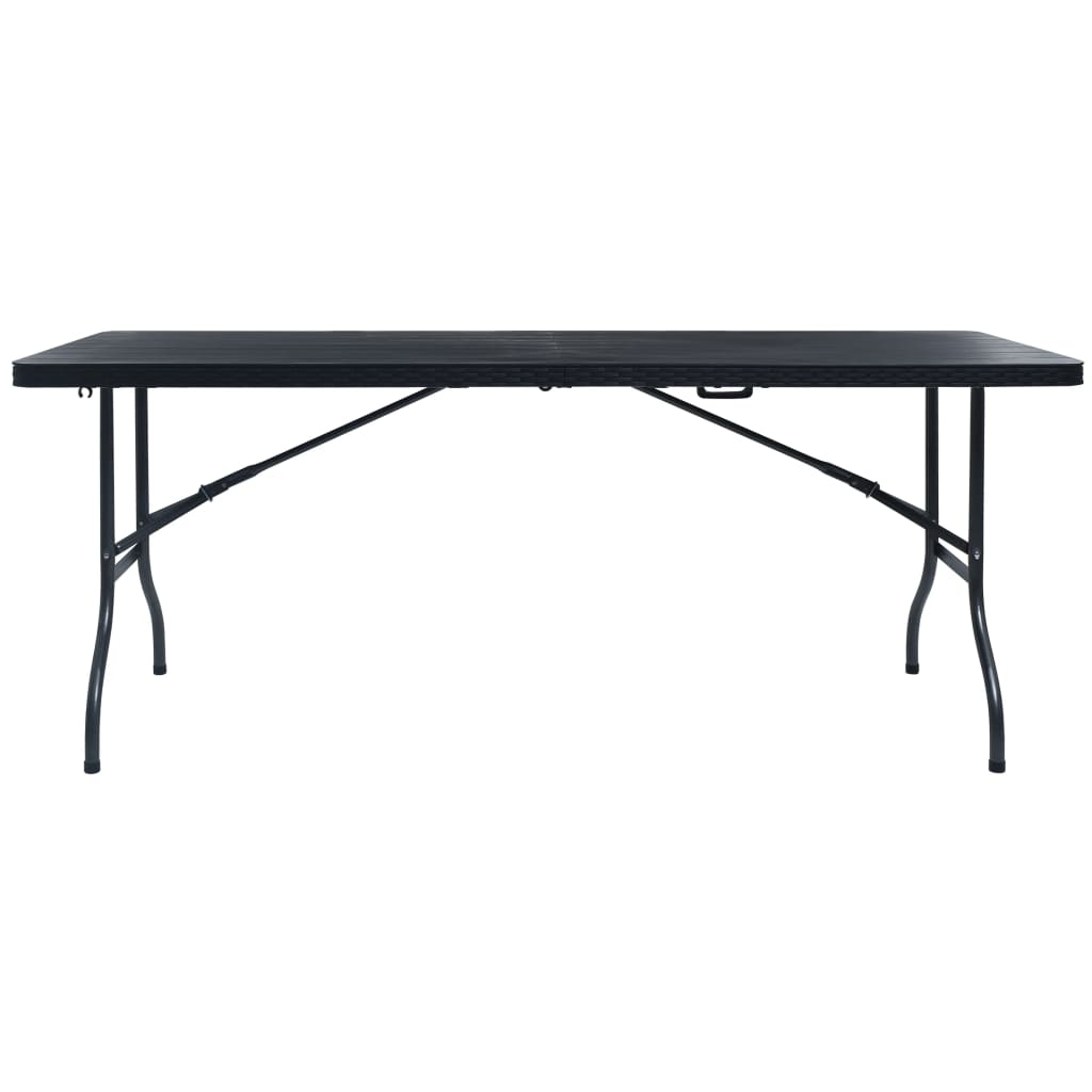 Sammenleggbart hagebord svart 180x75x72 cm HDPE imitert rotting