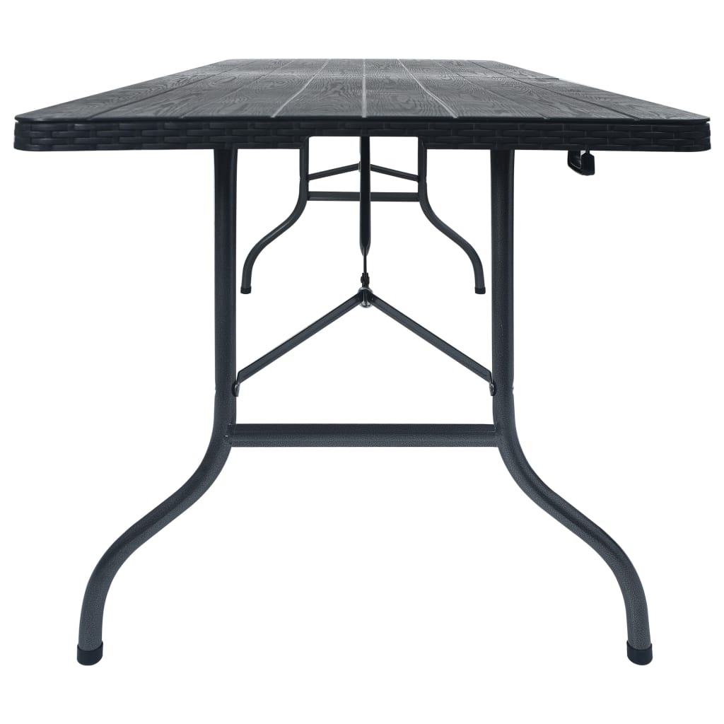 Sammenleggbart hagebord svart 180x75x72 cm HDPE imitert rotting