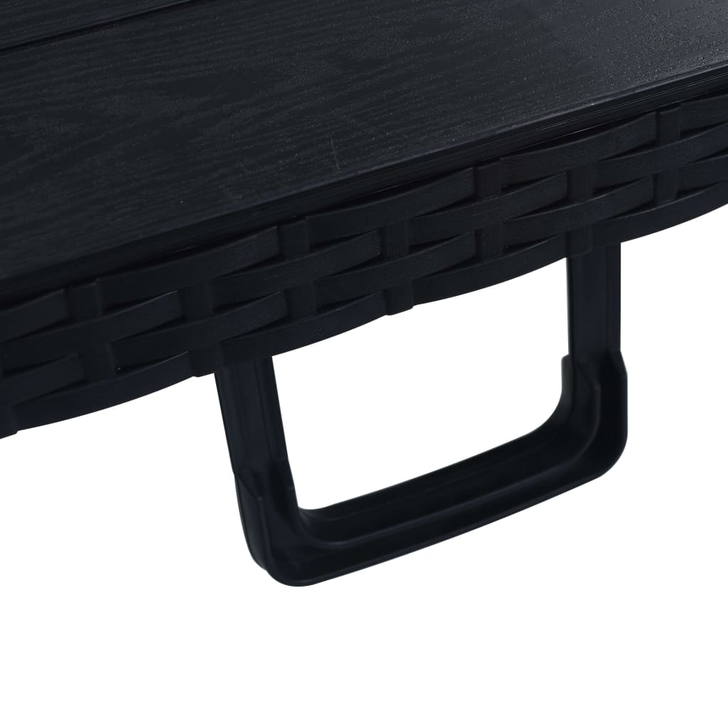 Sammenleggbart hagebord svart 180x75x72 cm HDPE imitert rotting