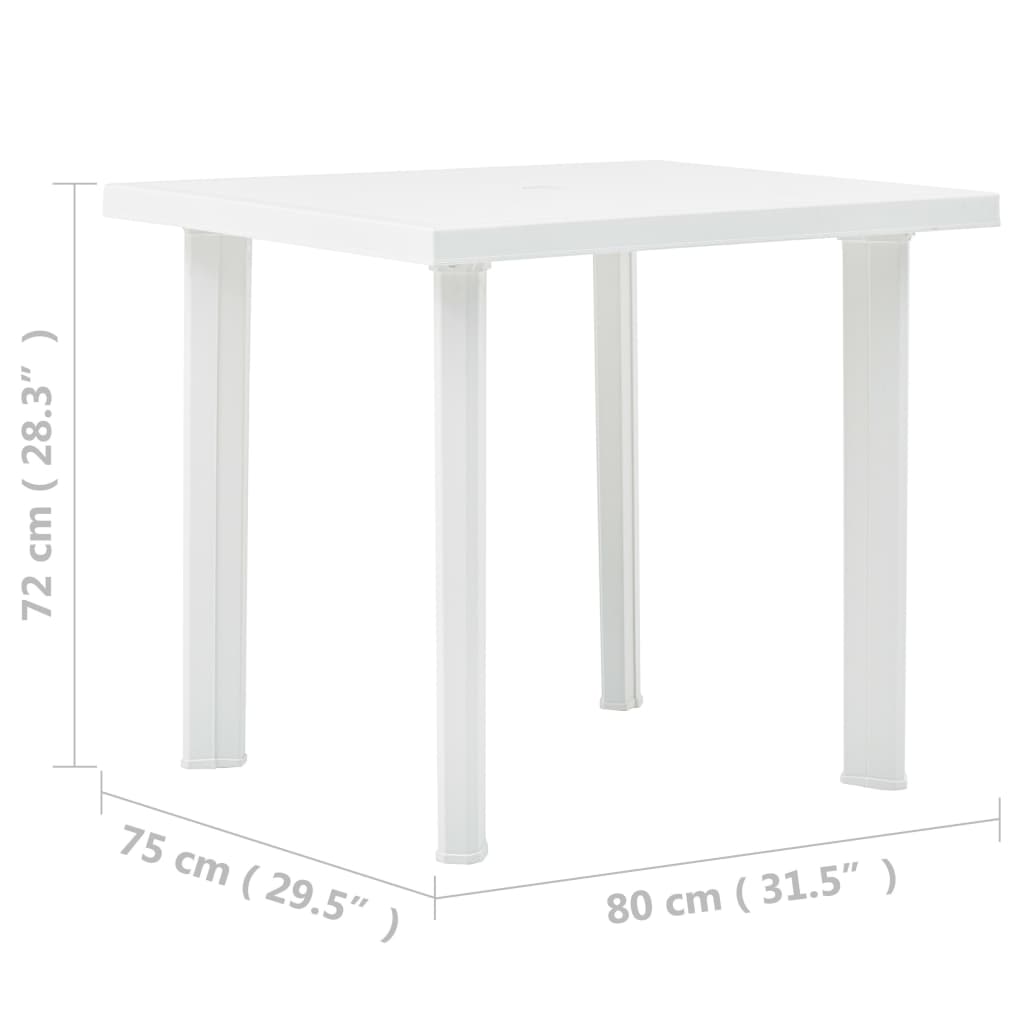 Hagebord hvit 80x75x72 cm plast