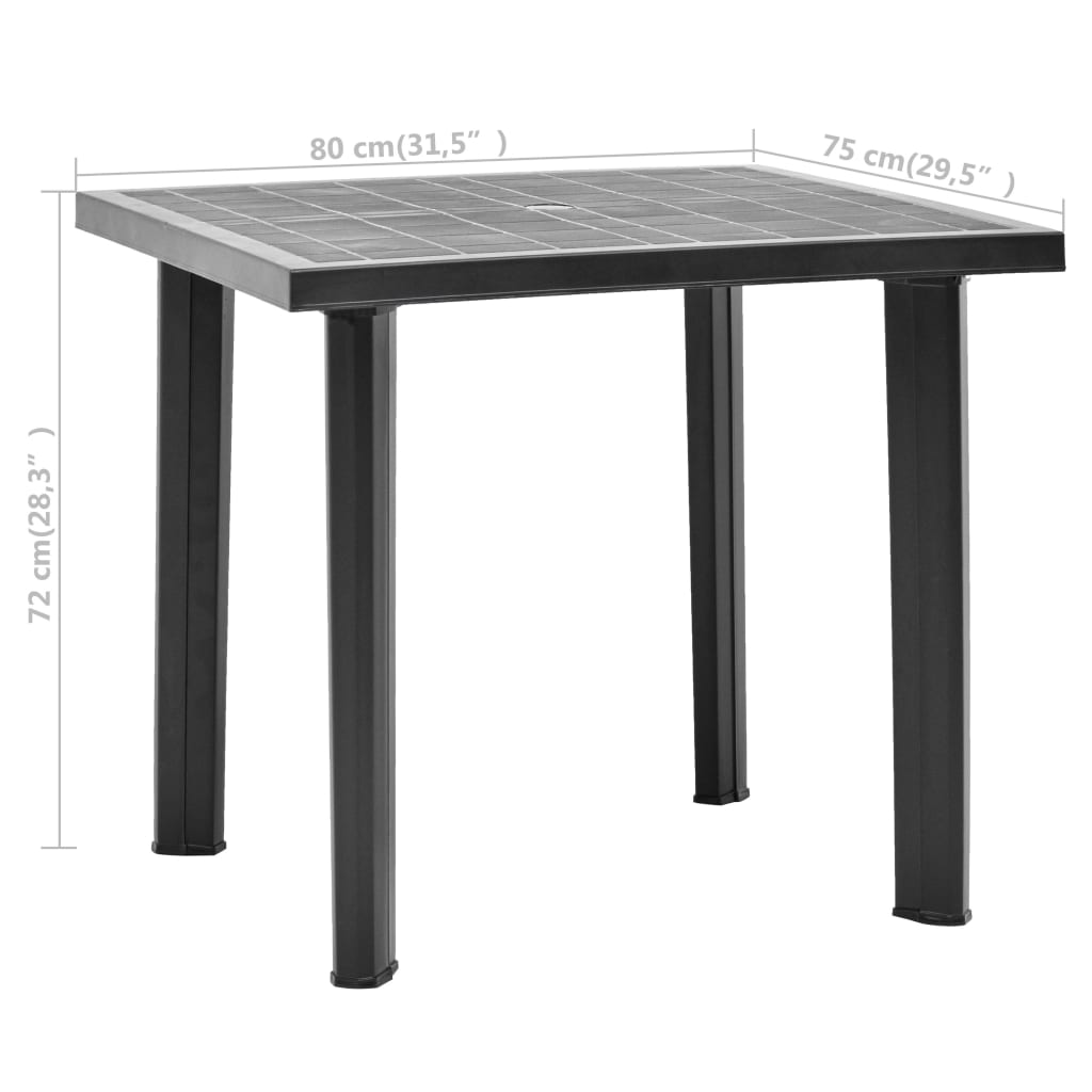 Hagebord antrasitt 80x75x72 cm plast