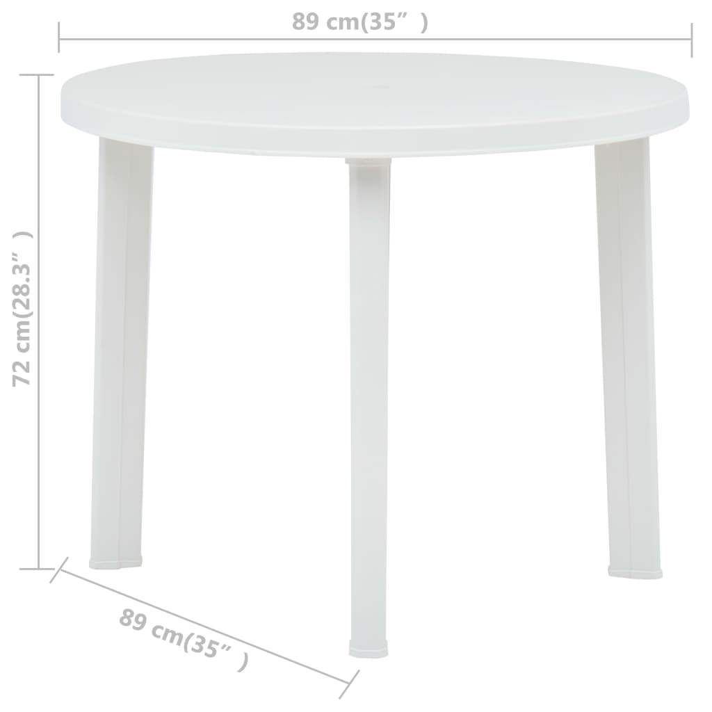 Hagebord hvit 89 cm plast