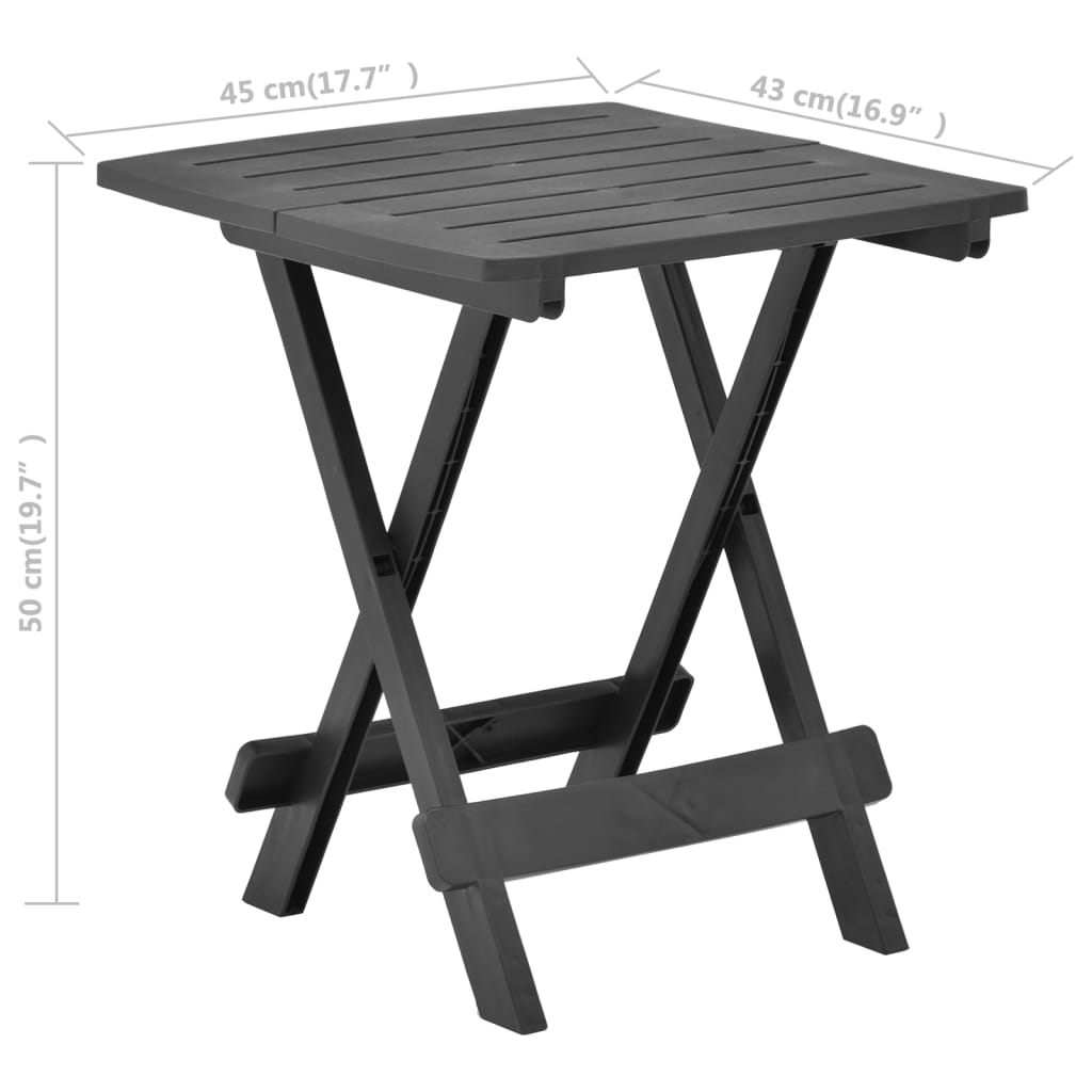 Sammenleggbart hagebord antrasitt 45x43x50 cm plast