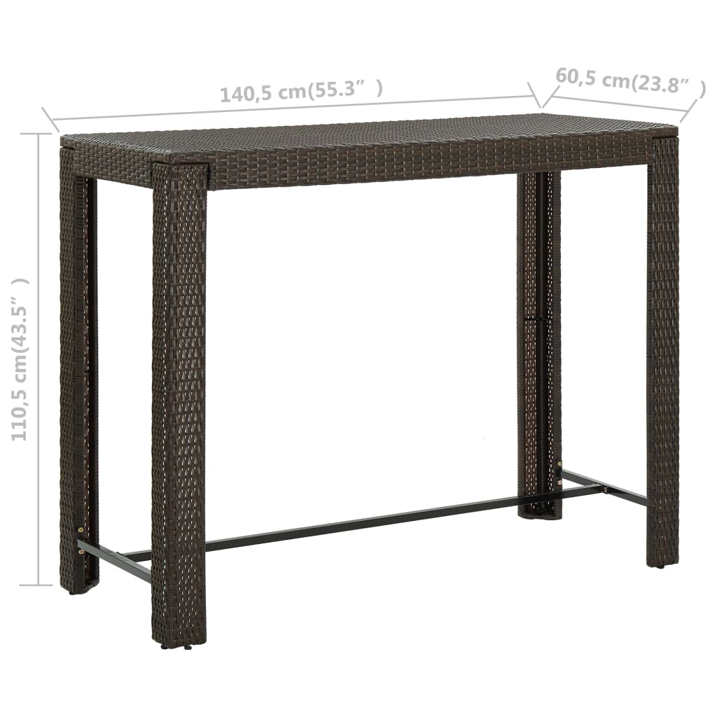 Utendørs barbord brun 140,5x60,5x110,5 cm polyrotting