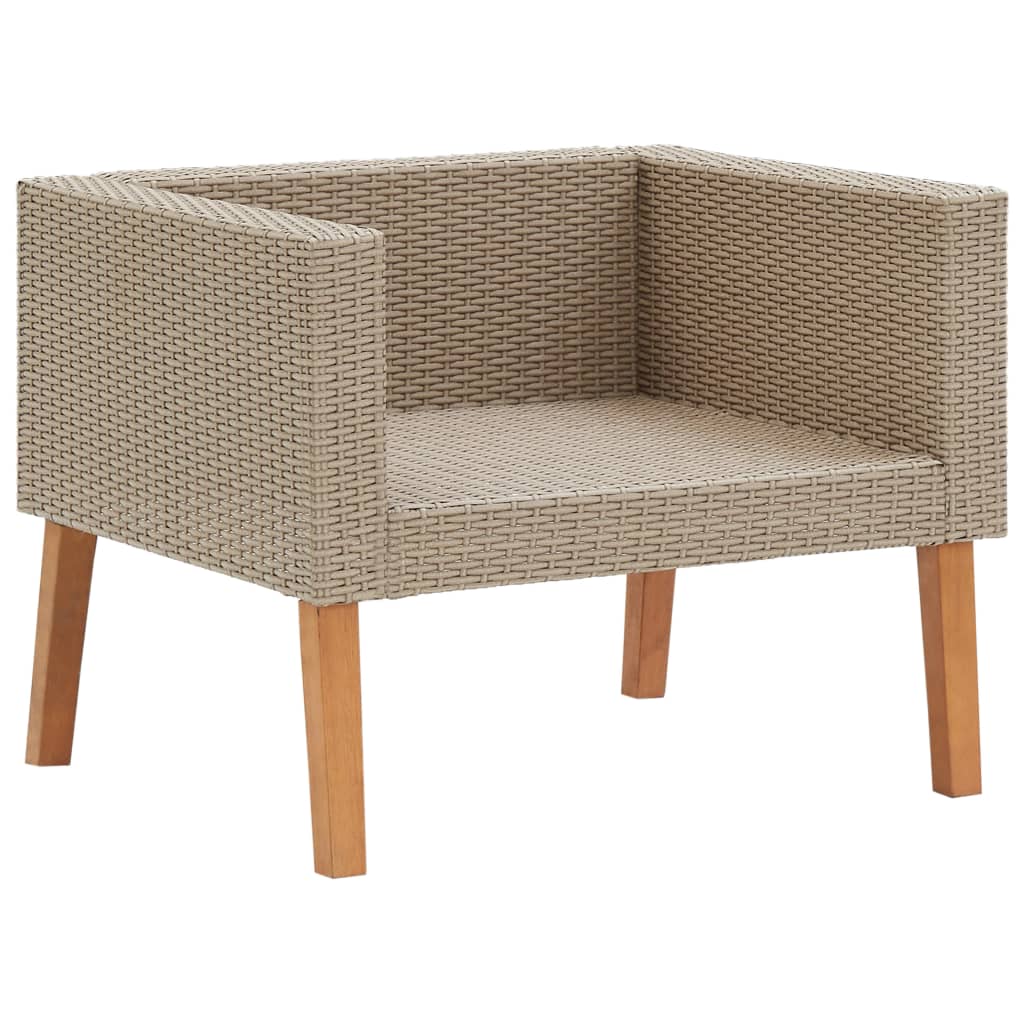 Utendørs enkeltsofa med puter polyrotting beige
