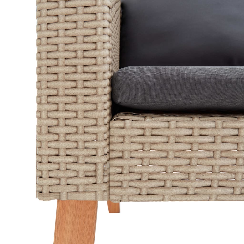 Utendørs enkeltsofa med puter polyrotting beige