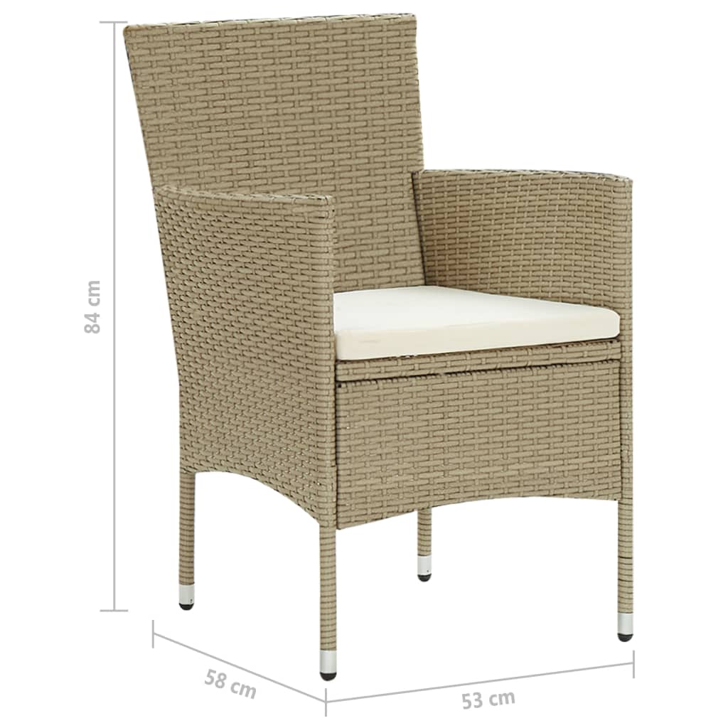 Utendørs spisestoler 2 stk polyrotting beige