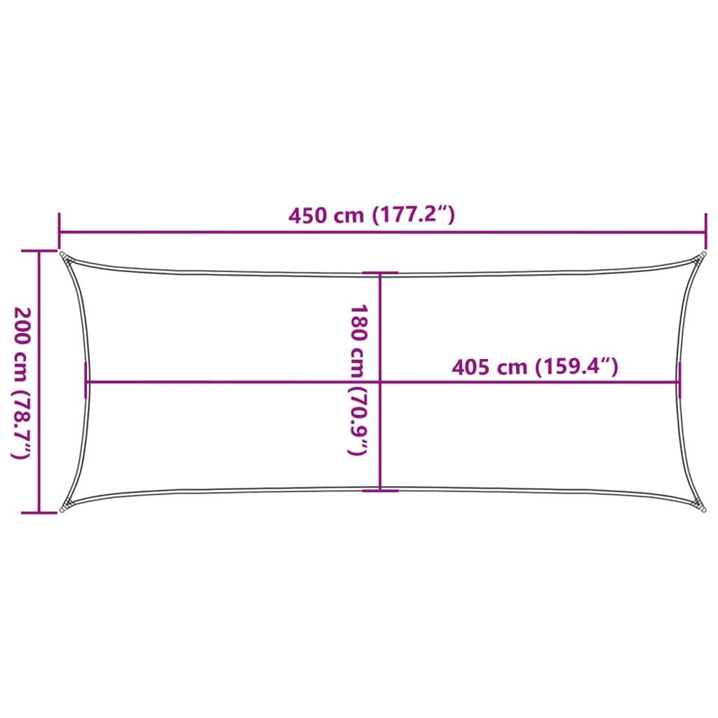 Solseil 160 g/m² oransje 2x4,5 m HDPE