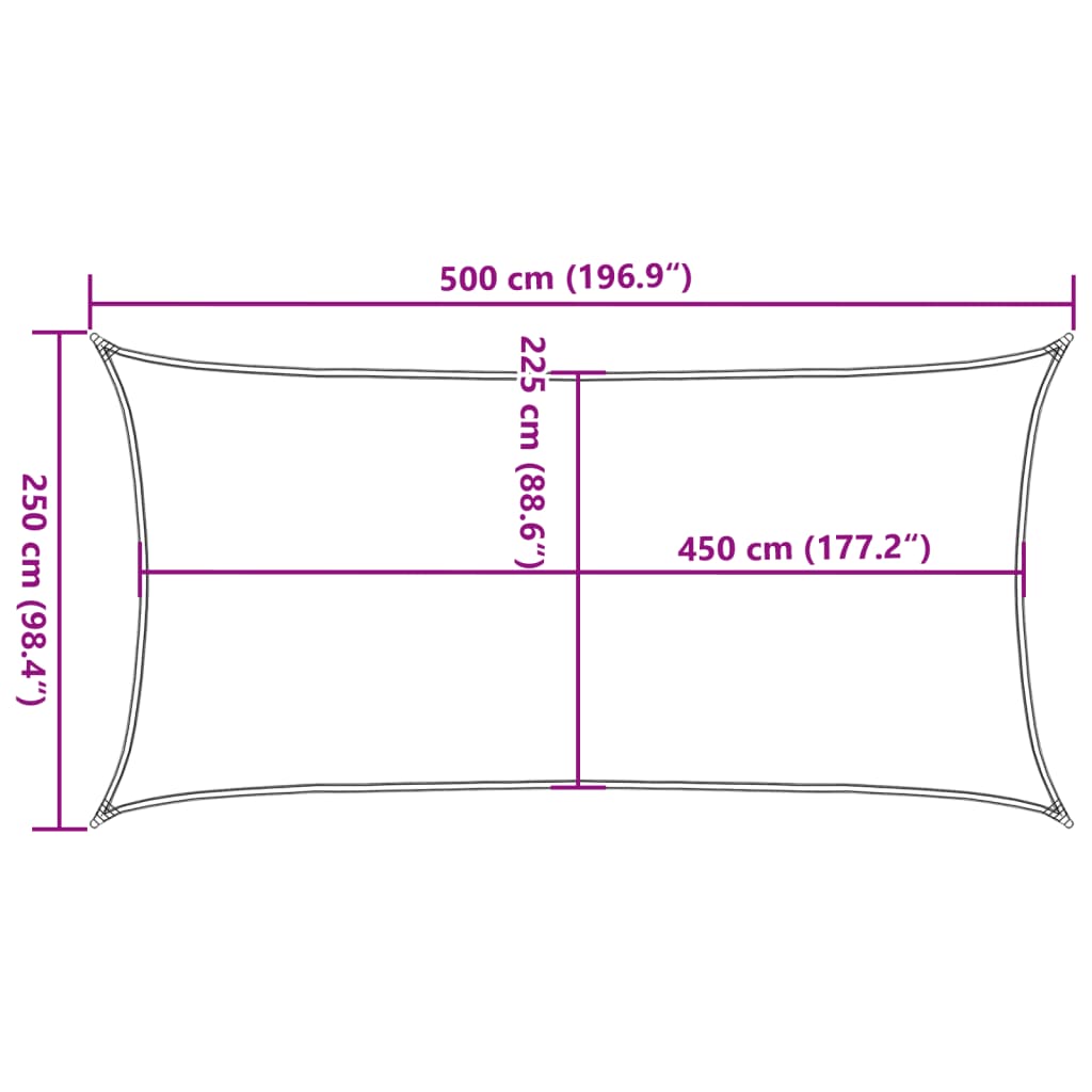 Solseil 160 g/m² oransje 2,5x5 m HDPE
