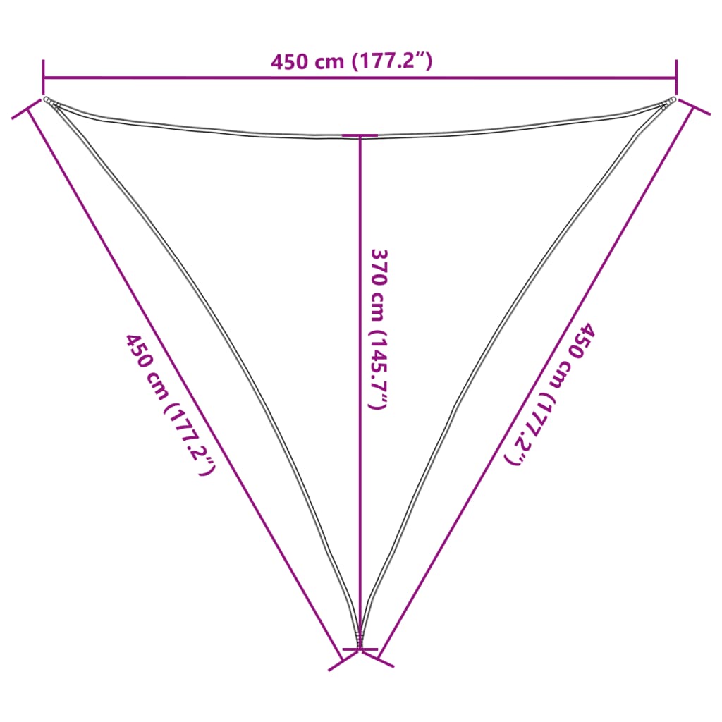 Solseil 160 g/m² svart 4,5x4,5x4,5 m HDPE