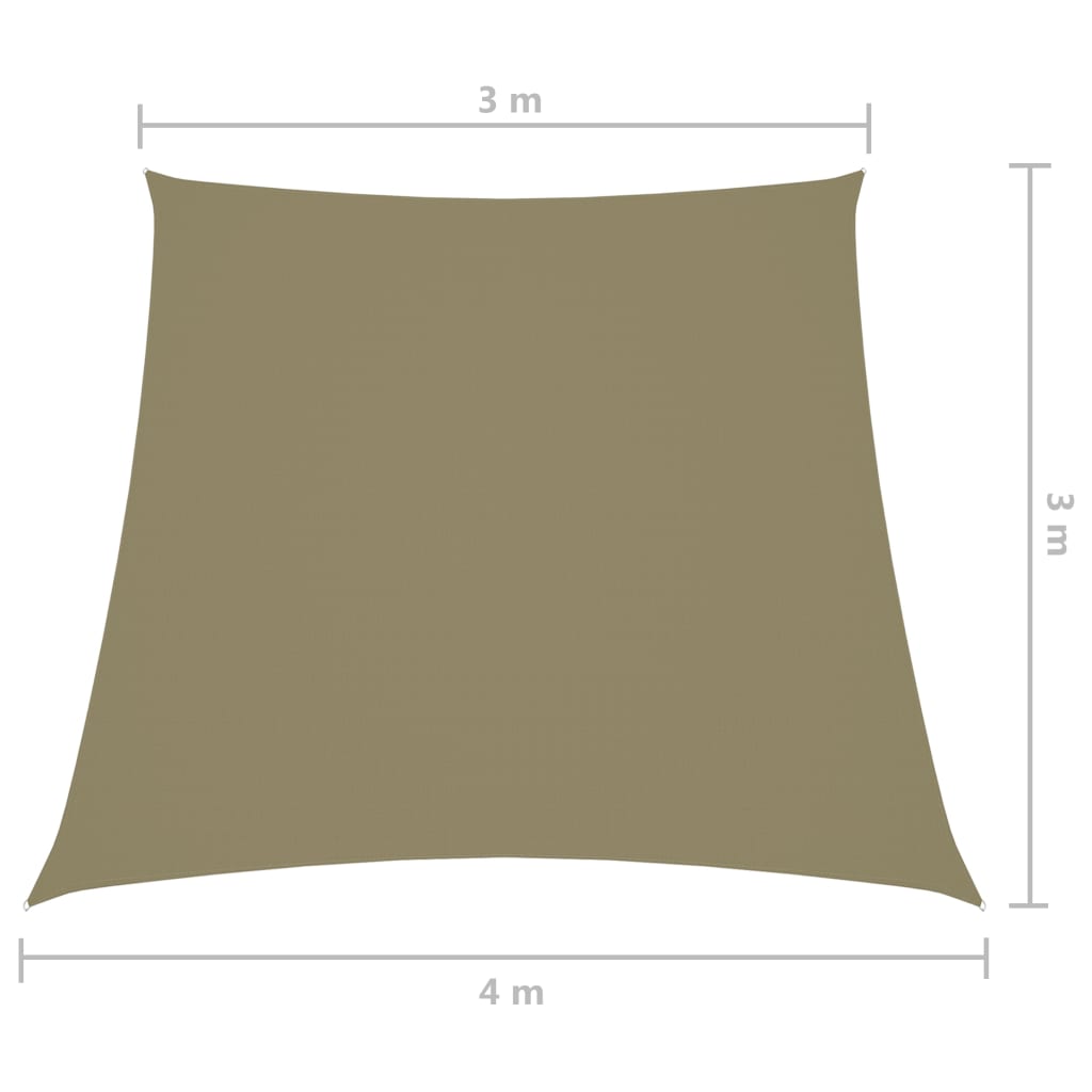 Solseil oxfordstoff trapesformet 3/4x3 m beige