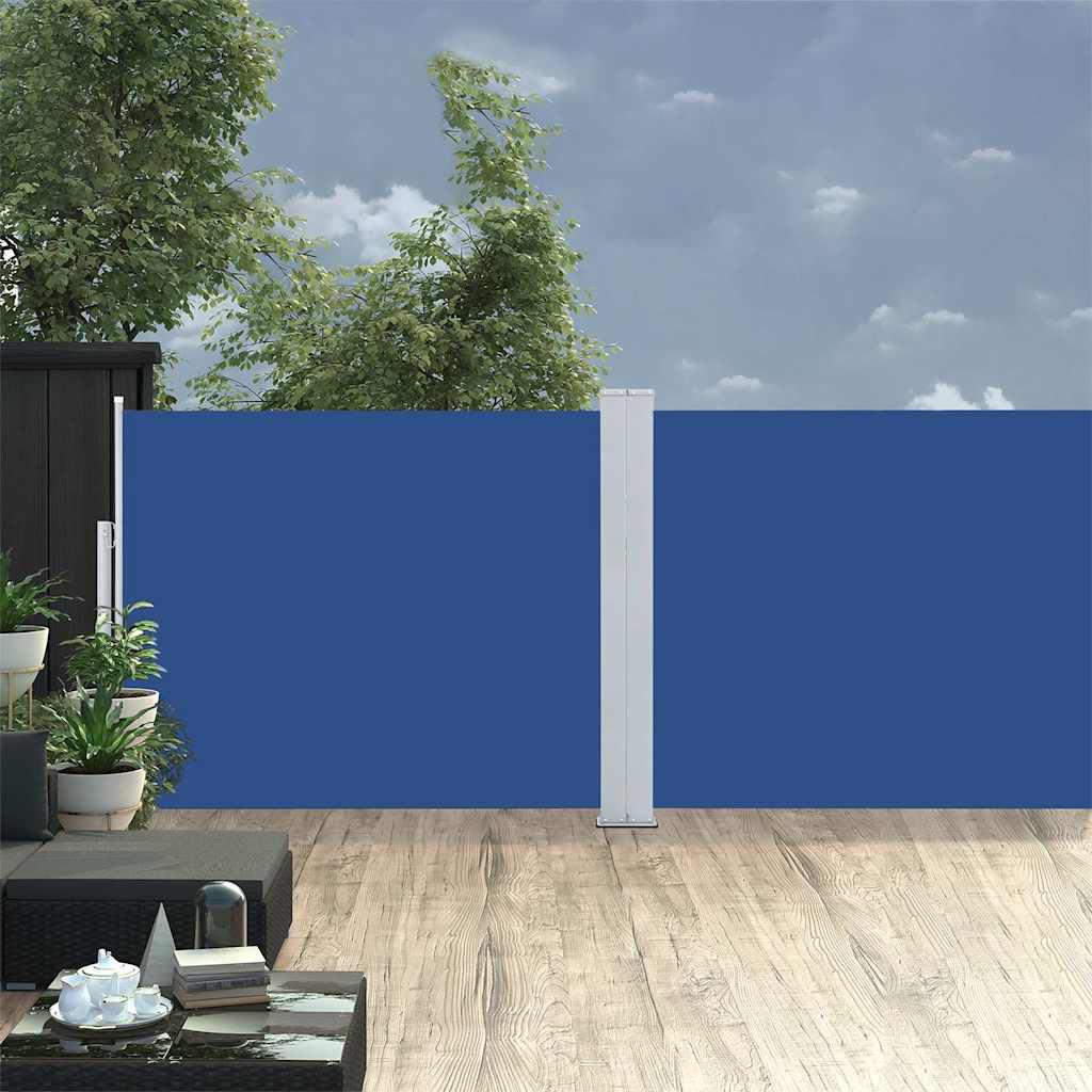 Uttrekkbar sidemarkise 140x1200 cm blå