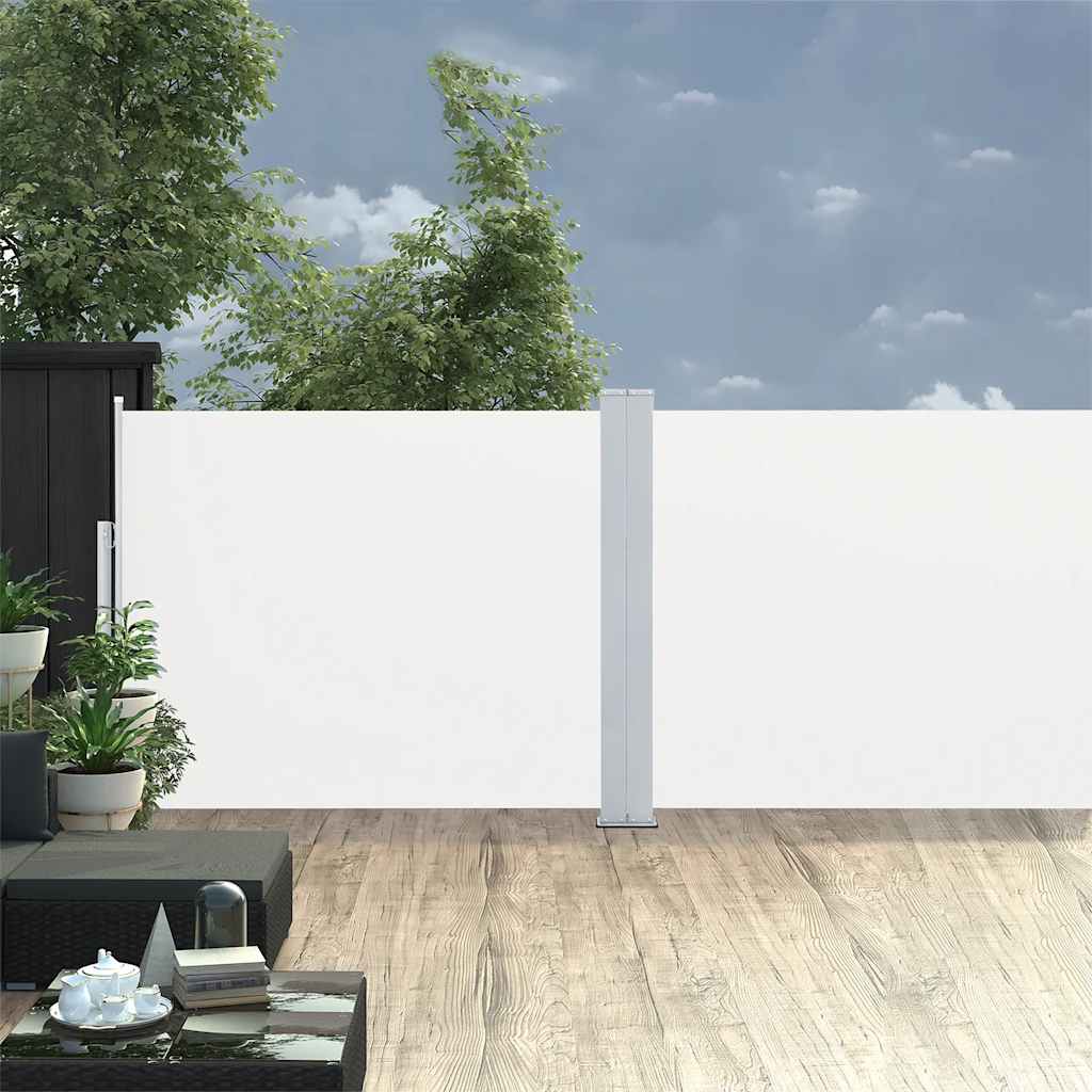 Uttrekkbar sidemarkise 170x1200 cm kremhvit