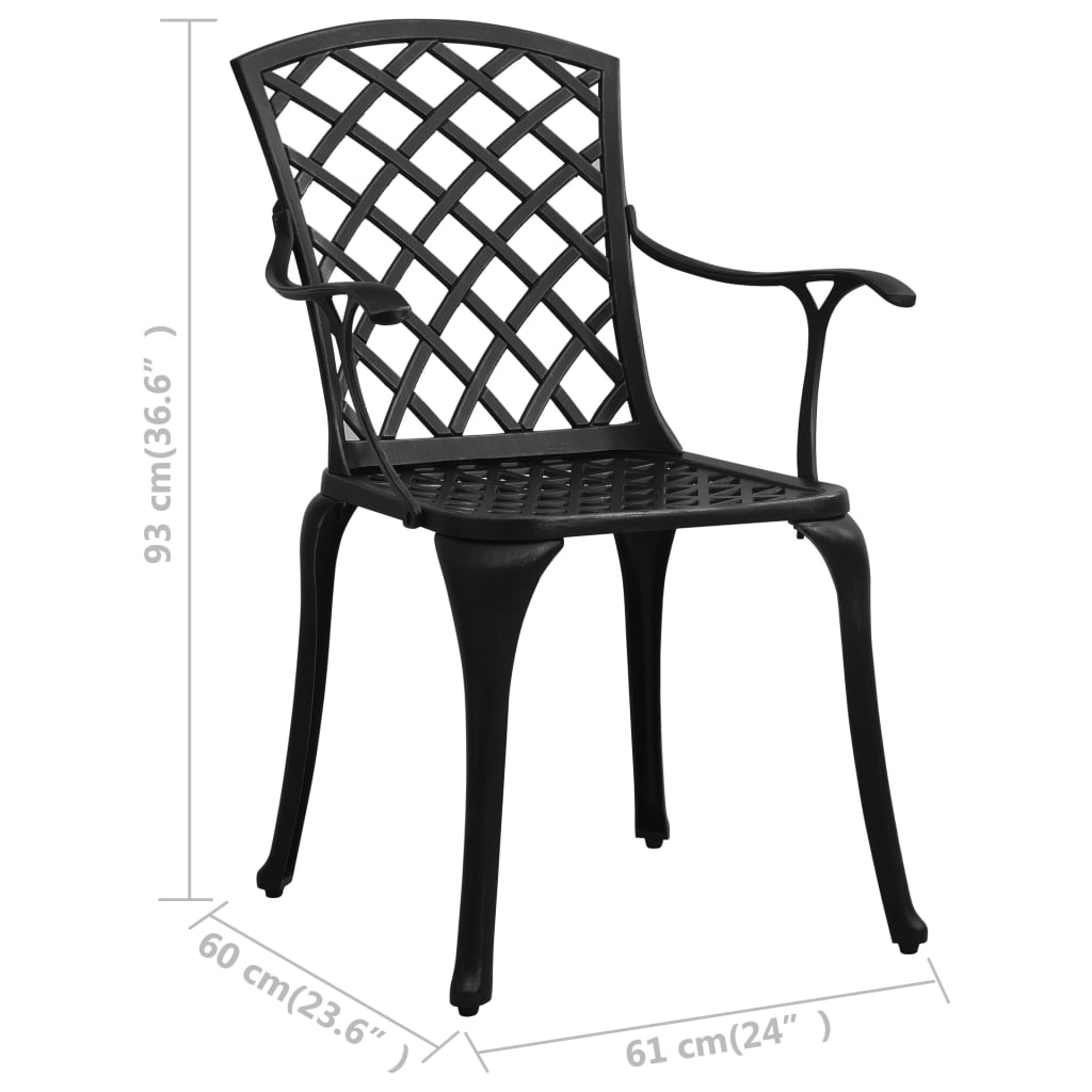 Hagestoler 4 stk støpt aluminium svart