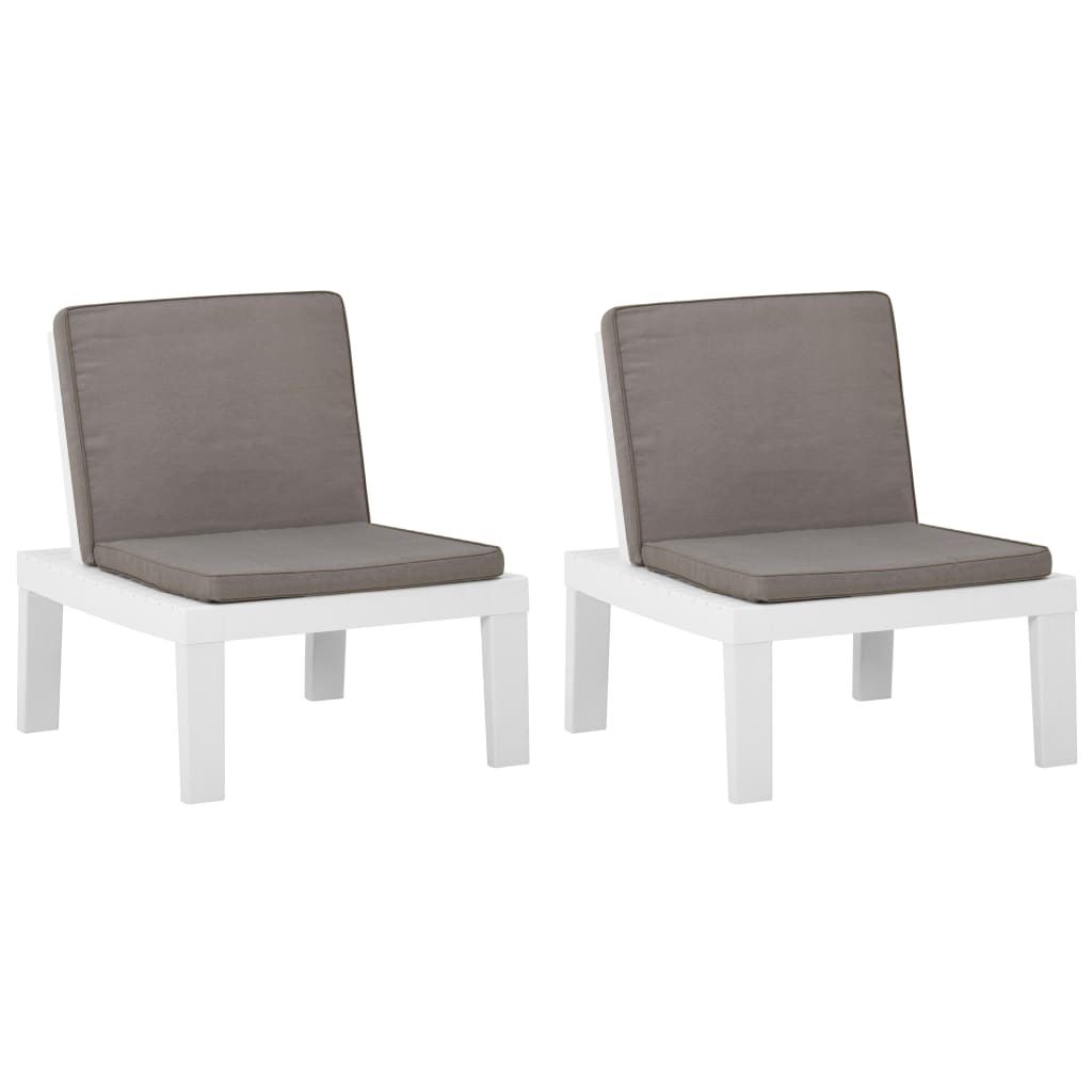 Hagelenestoler med puter 2 stk plast hvit