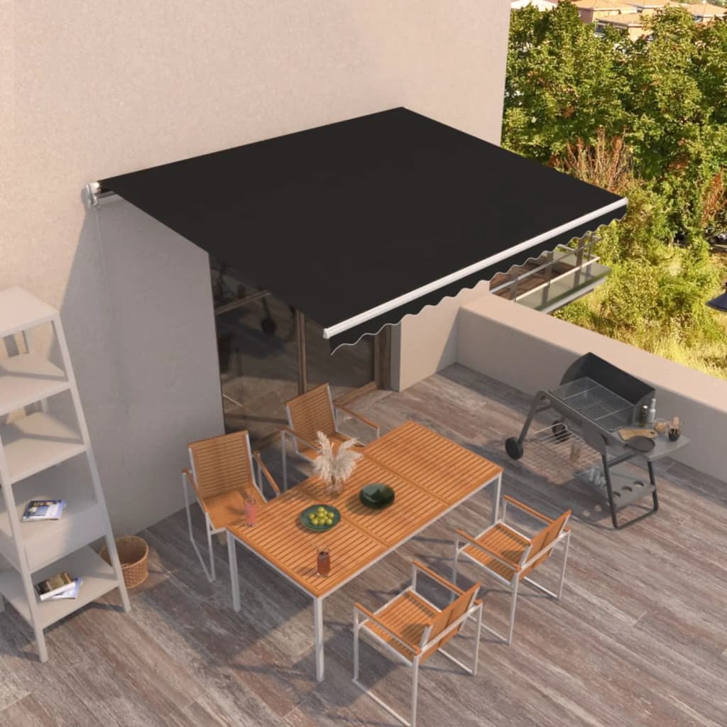 Manuell uttrekkbar markise 400x350 cm antrasitt