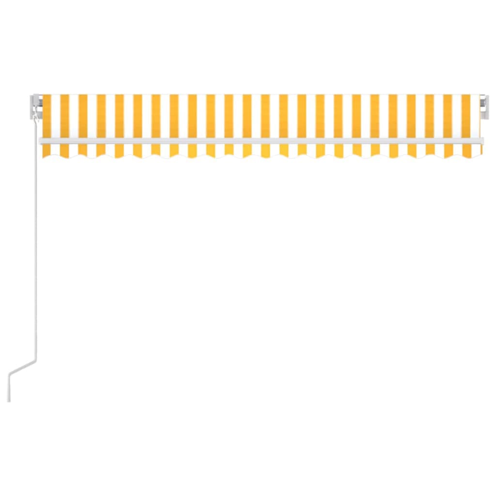 Manuell uttrekkbar markise med LED 400x350 cm gul og hvit