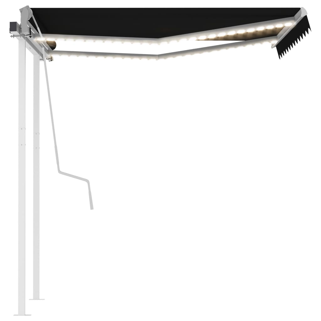 Manuell uttrekkbar markise med LED 3,5x2,5 m antrasitt