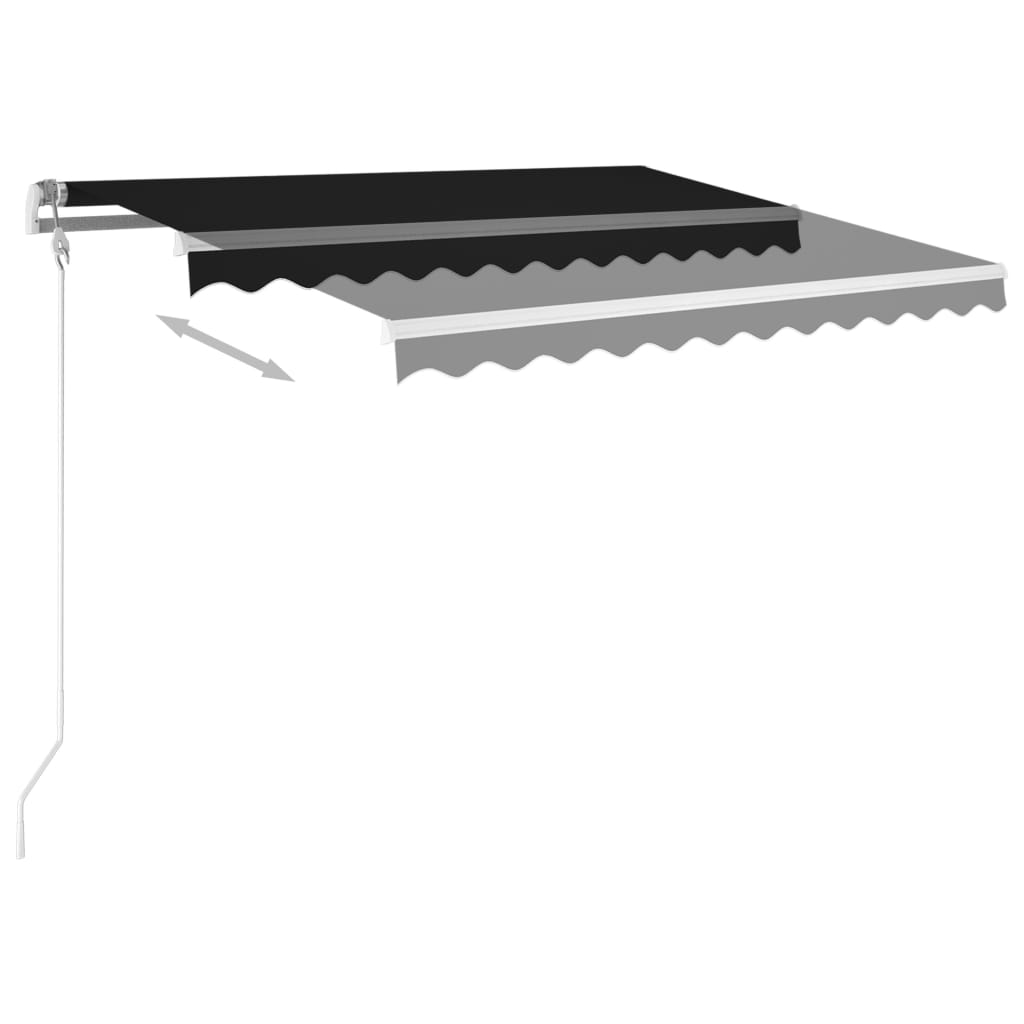 Manuell uttrekkbar markise med LED 3,5x2,5 m antrasitt