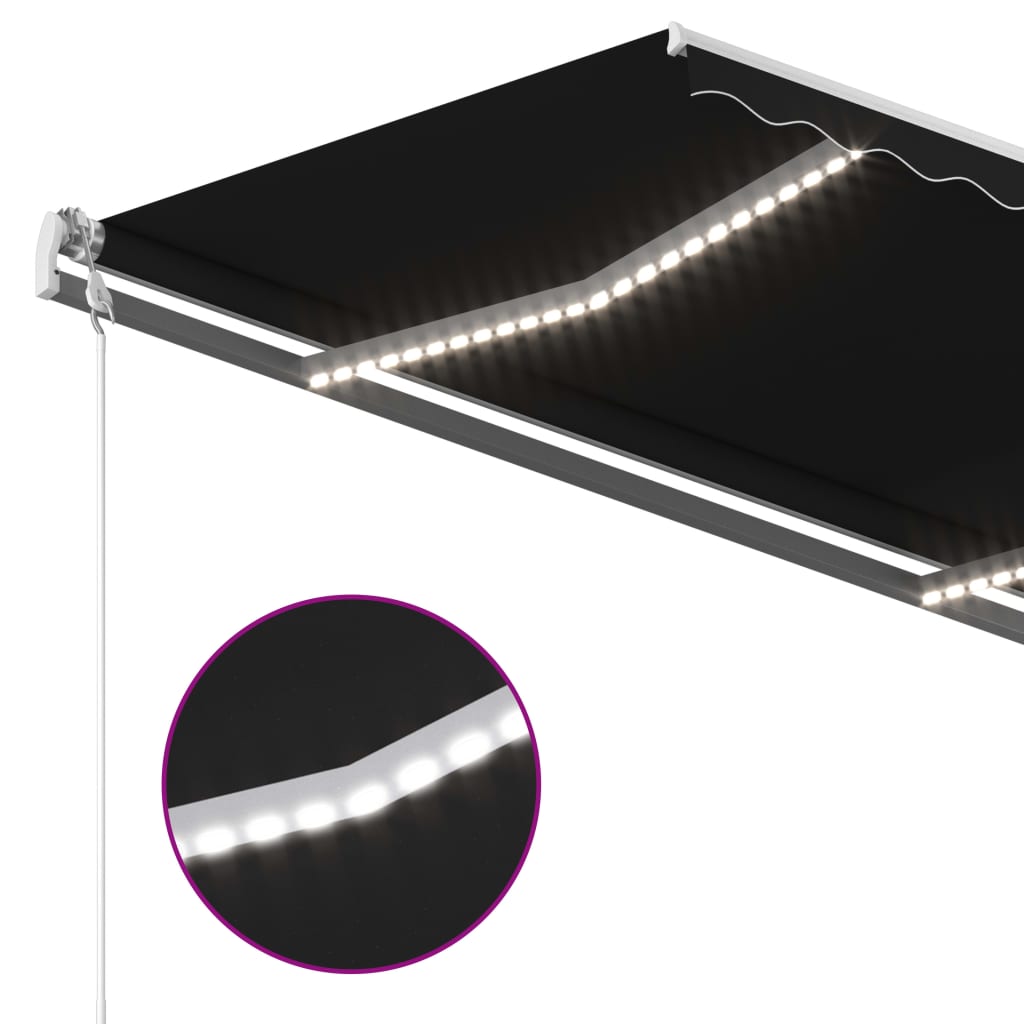 Manuell uttrekkbar markise med LED 3,5x2,5 m antrasitt