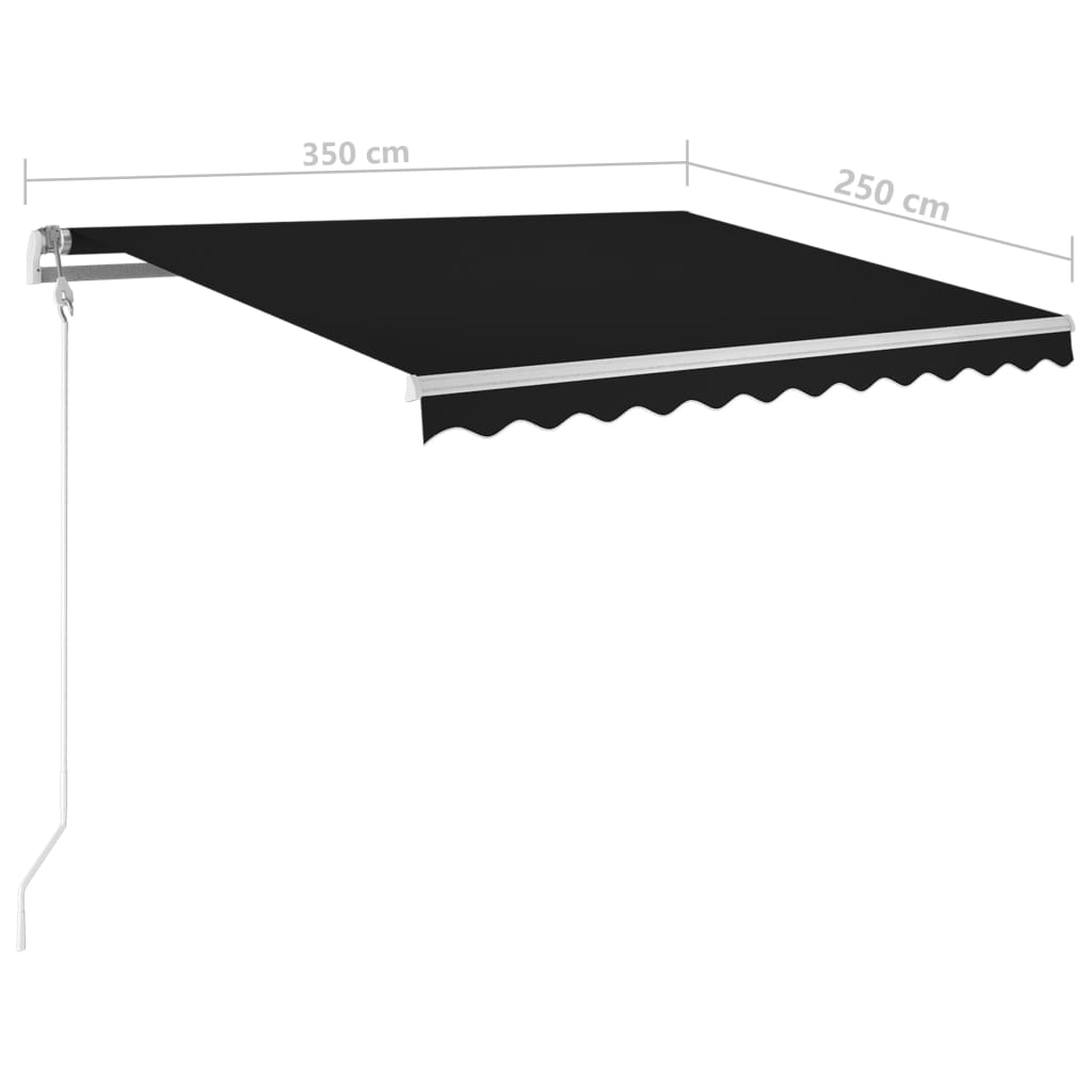 Manuell uttrekkbar markise med LED 3,5x2,5 m antrasitt